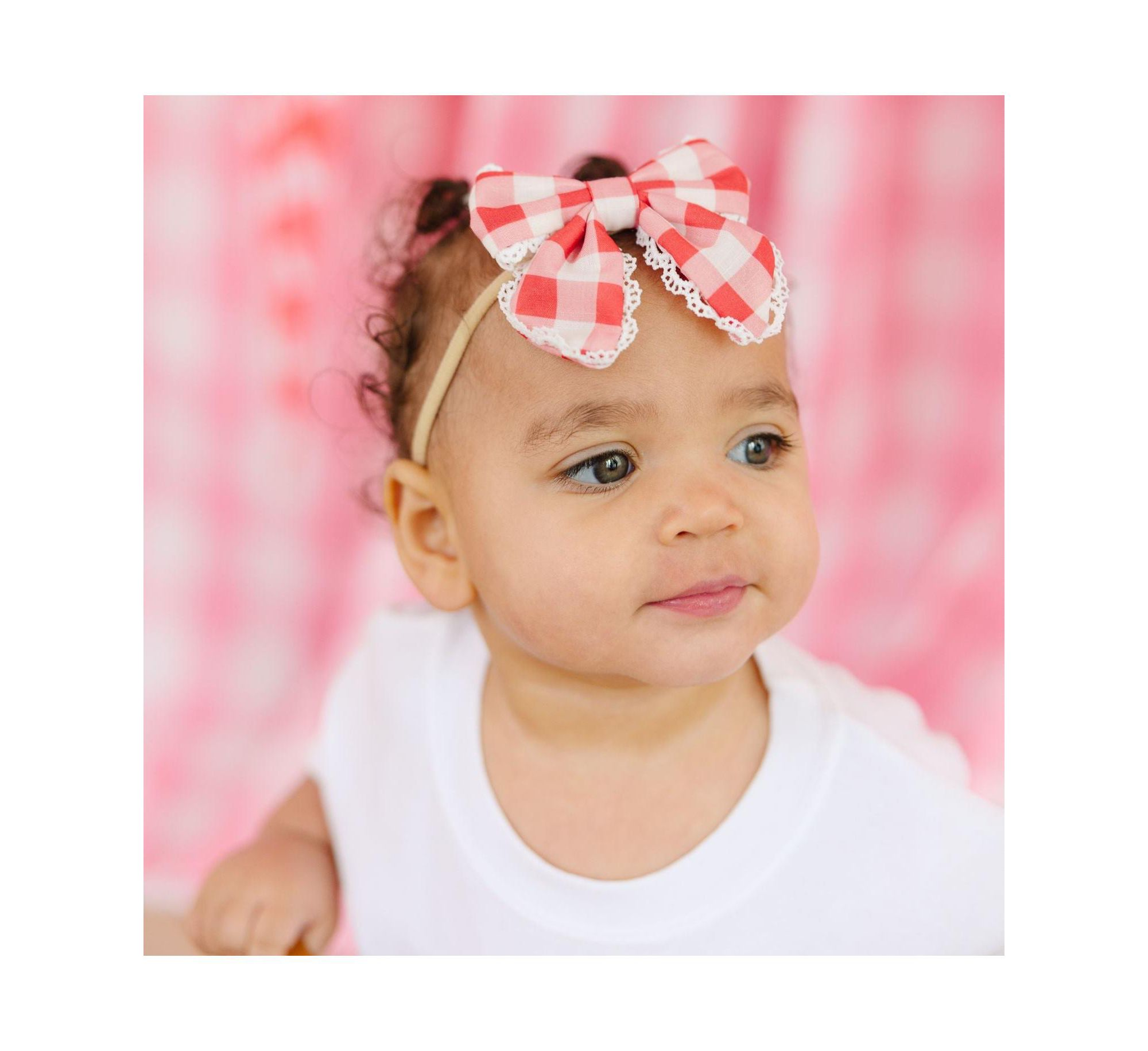 Girls' Red Gingham Bow Baby Headband - Baby — Image 5