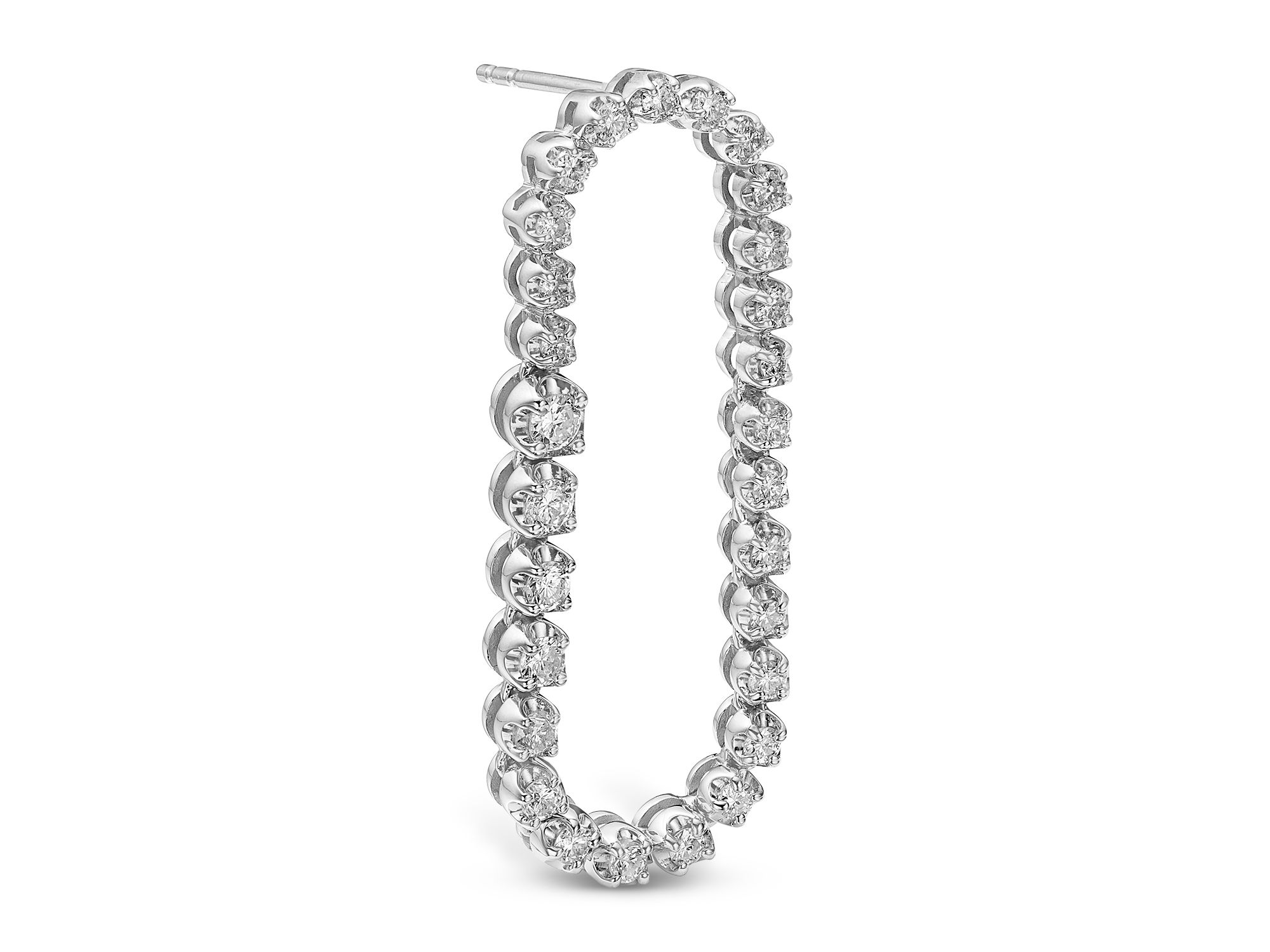 Diamond Open Circle Drop Earrings in 14K White Gold, 1.0 tcw — Image 3