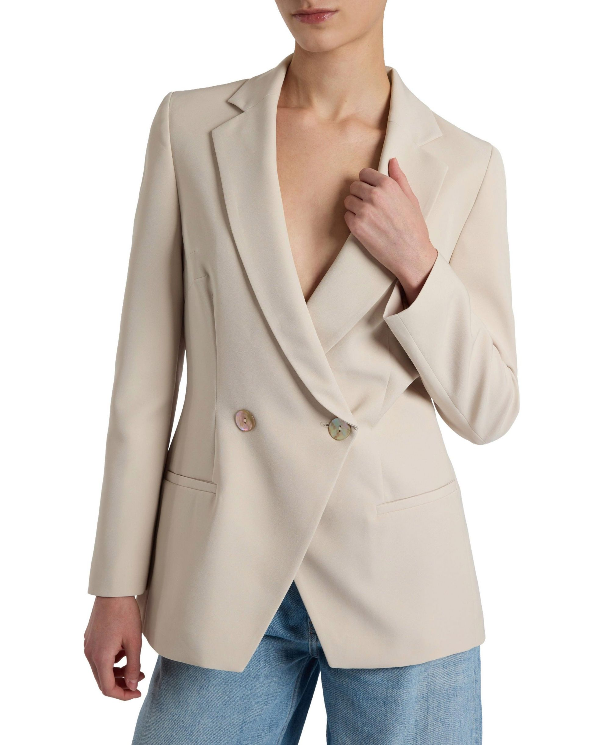 Rowan Double Breasted Blazer in Soft Stretch Crepe — Image 3