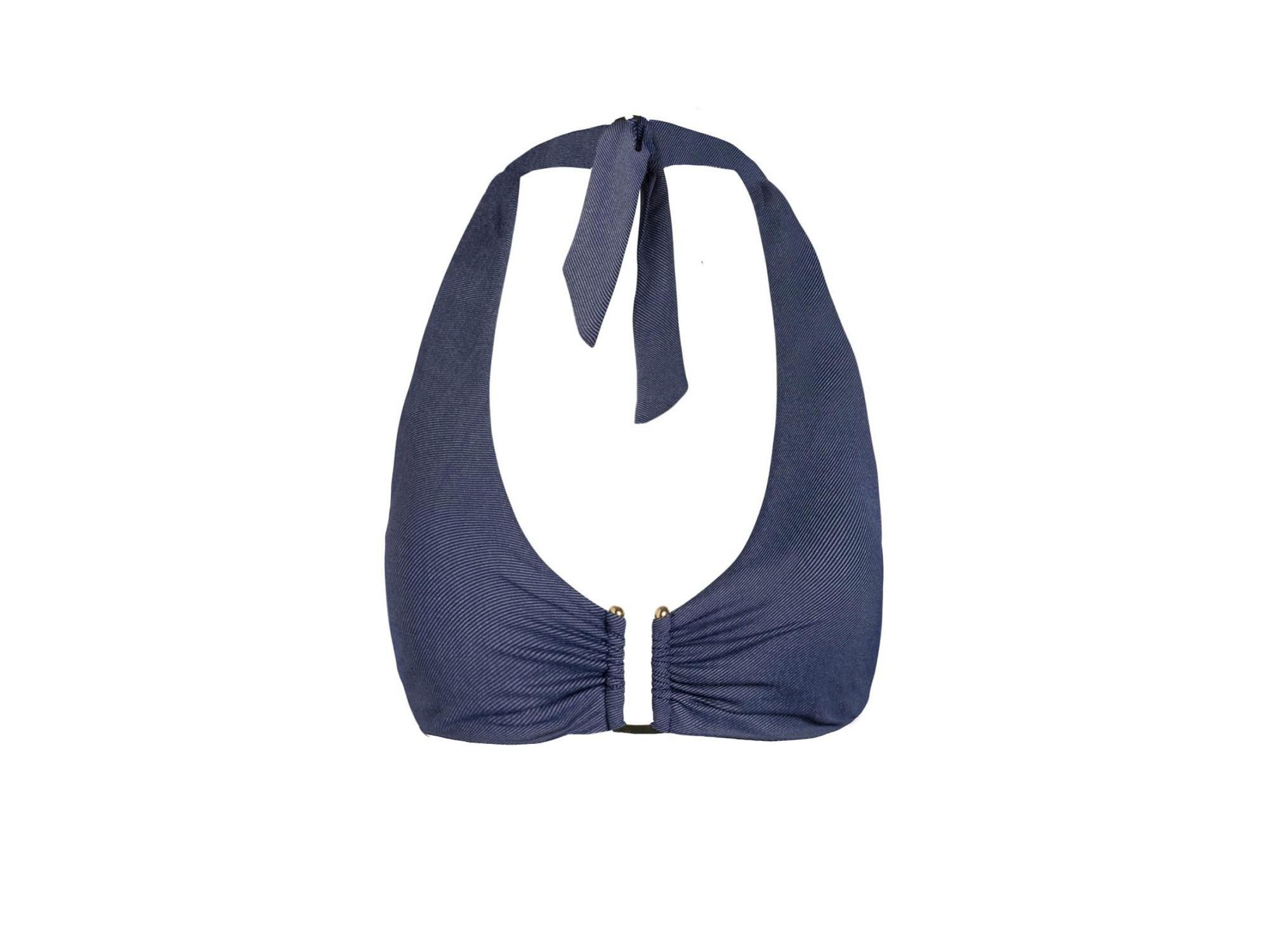 Shana U-Bar Denim Halter Bikini Top — Image 11