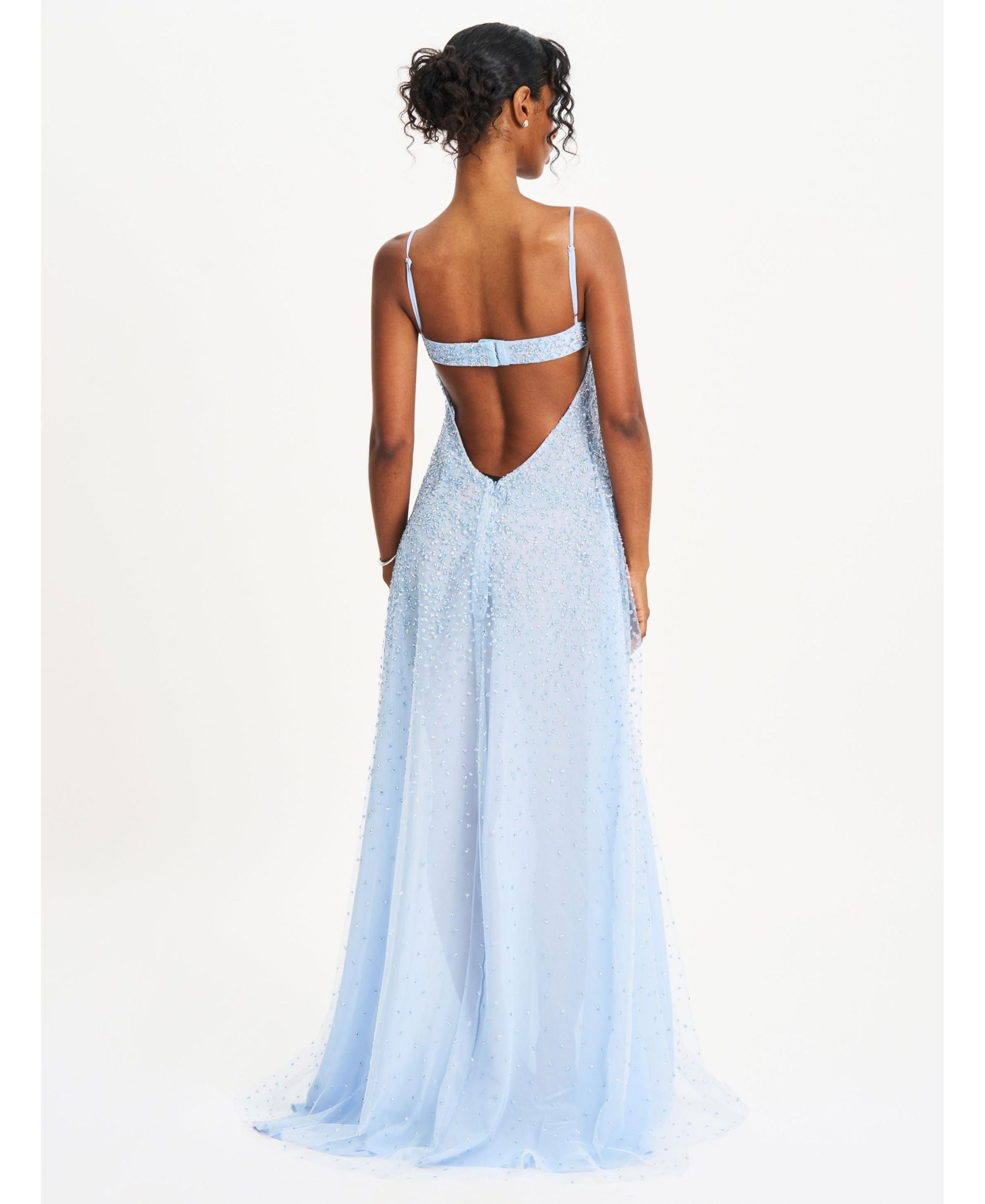 Wallie Rhinestone Embellished Mesh Backless Gown — Image 10