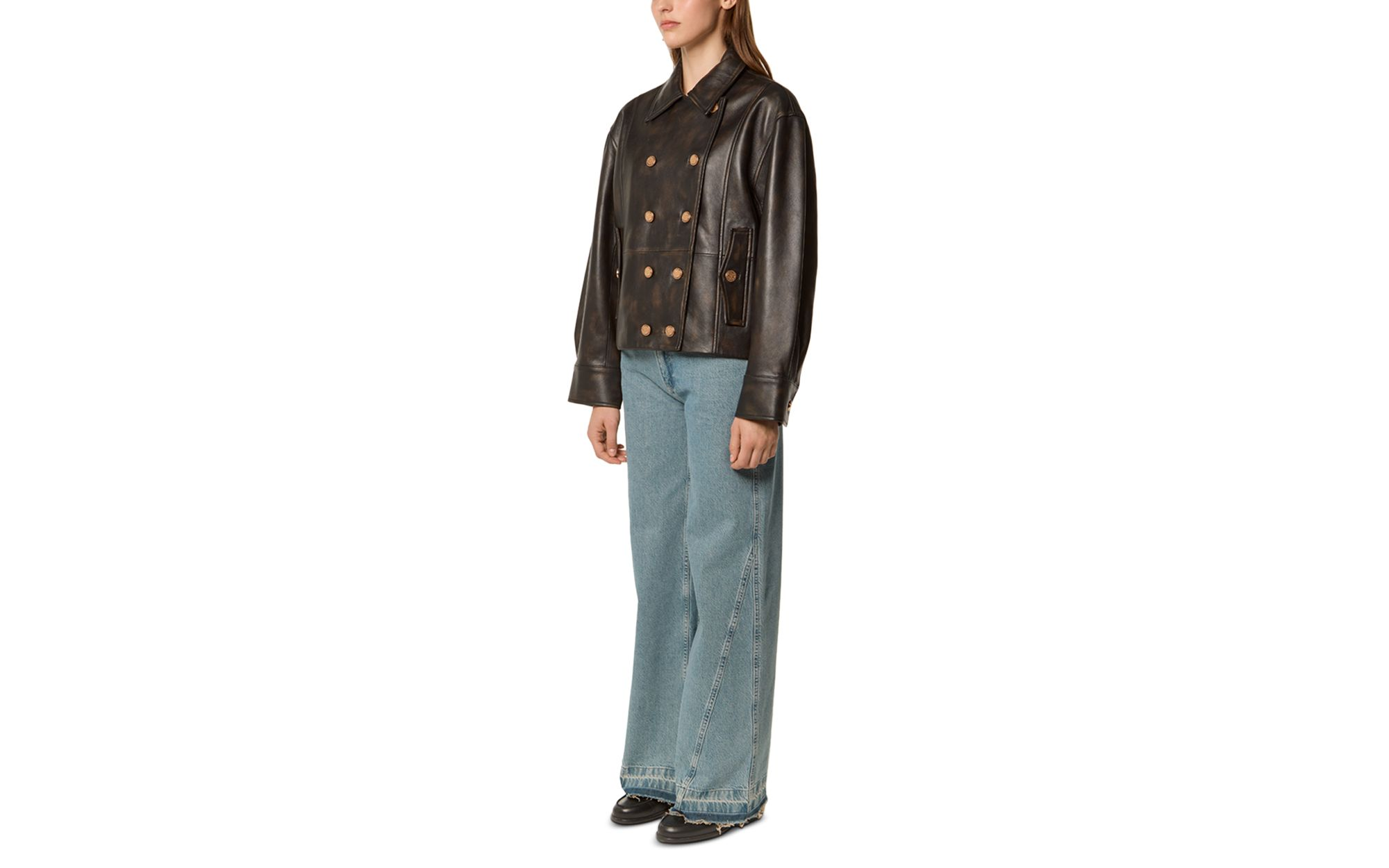 Double Breasted Leather Jacket — Image 7