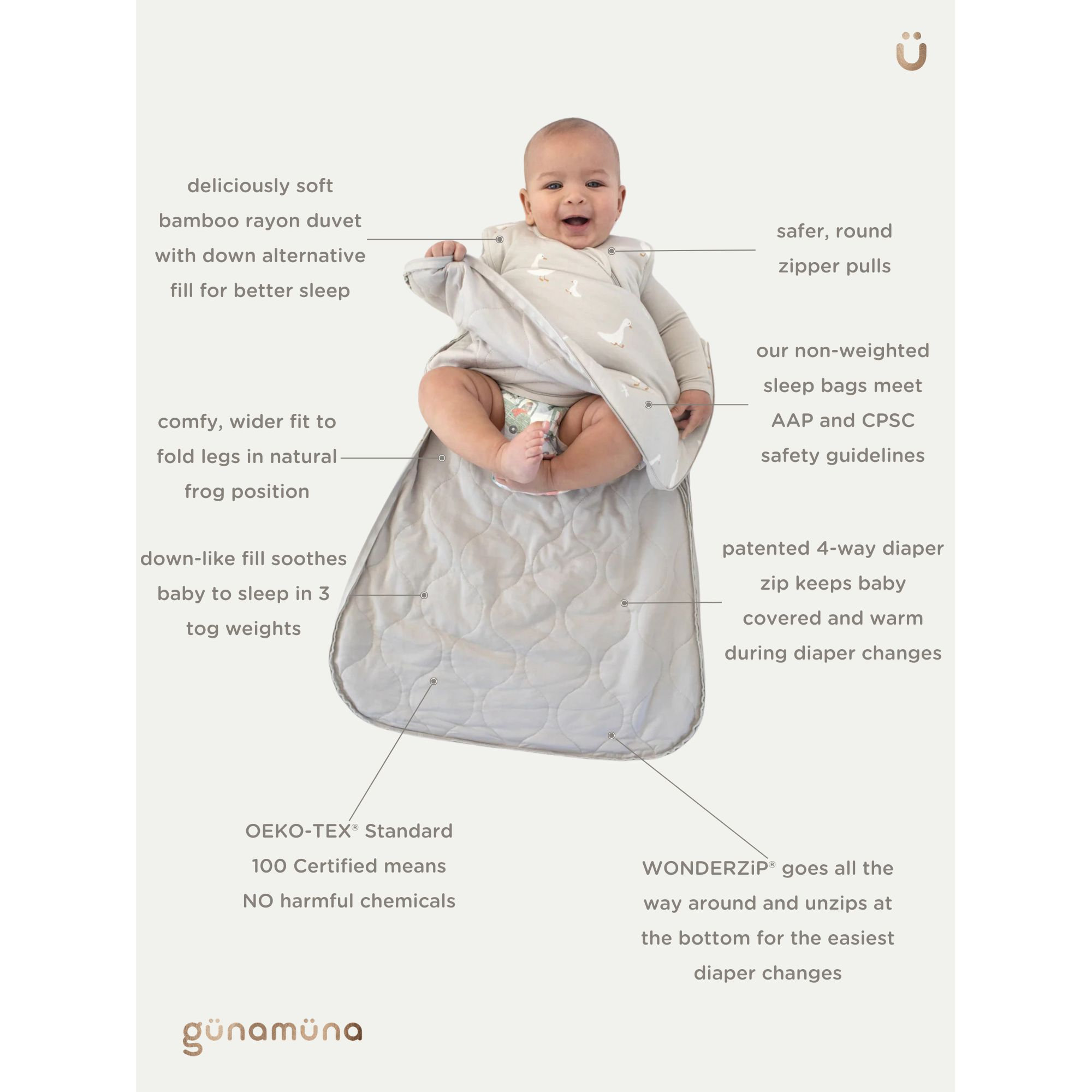 Unisex WonderZip Sleep Bag Duvet 2.5 TOG - Baby, Little Kids — Image 4