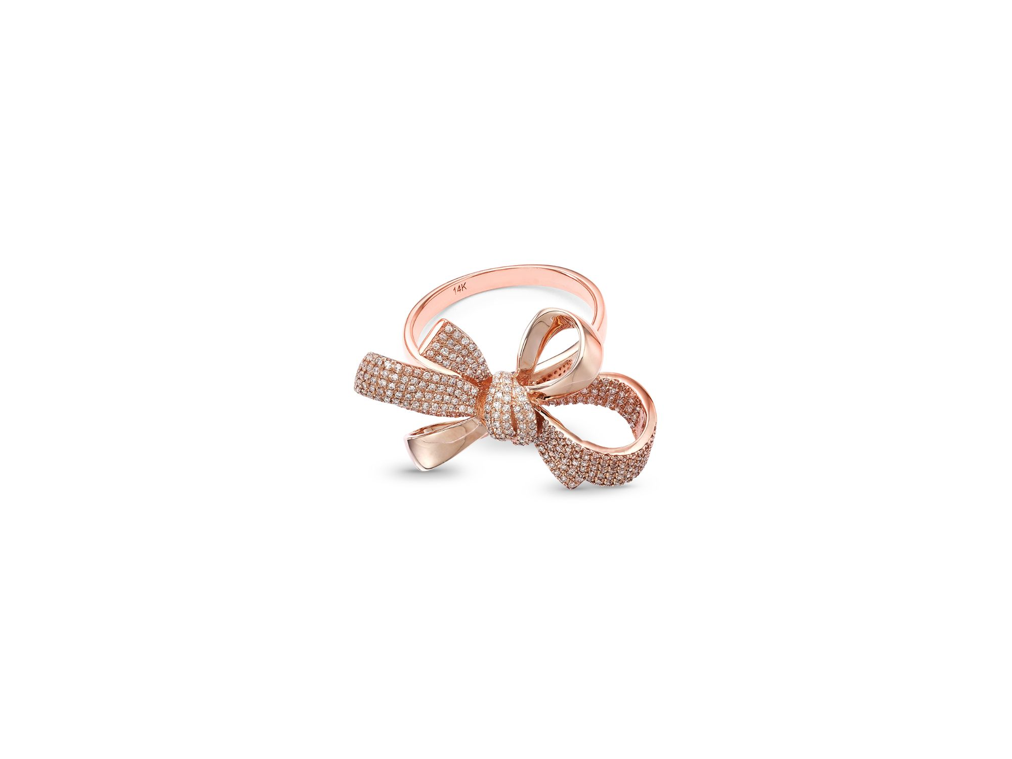 Diamond Bow Ring in 14K Rose Gold, 0.65 tcw — Image 3