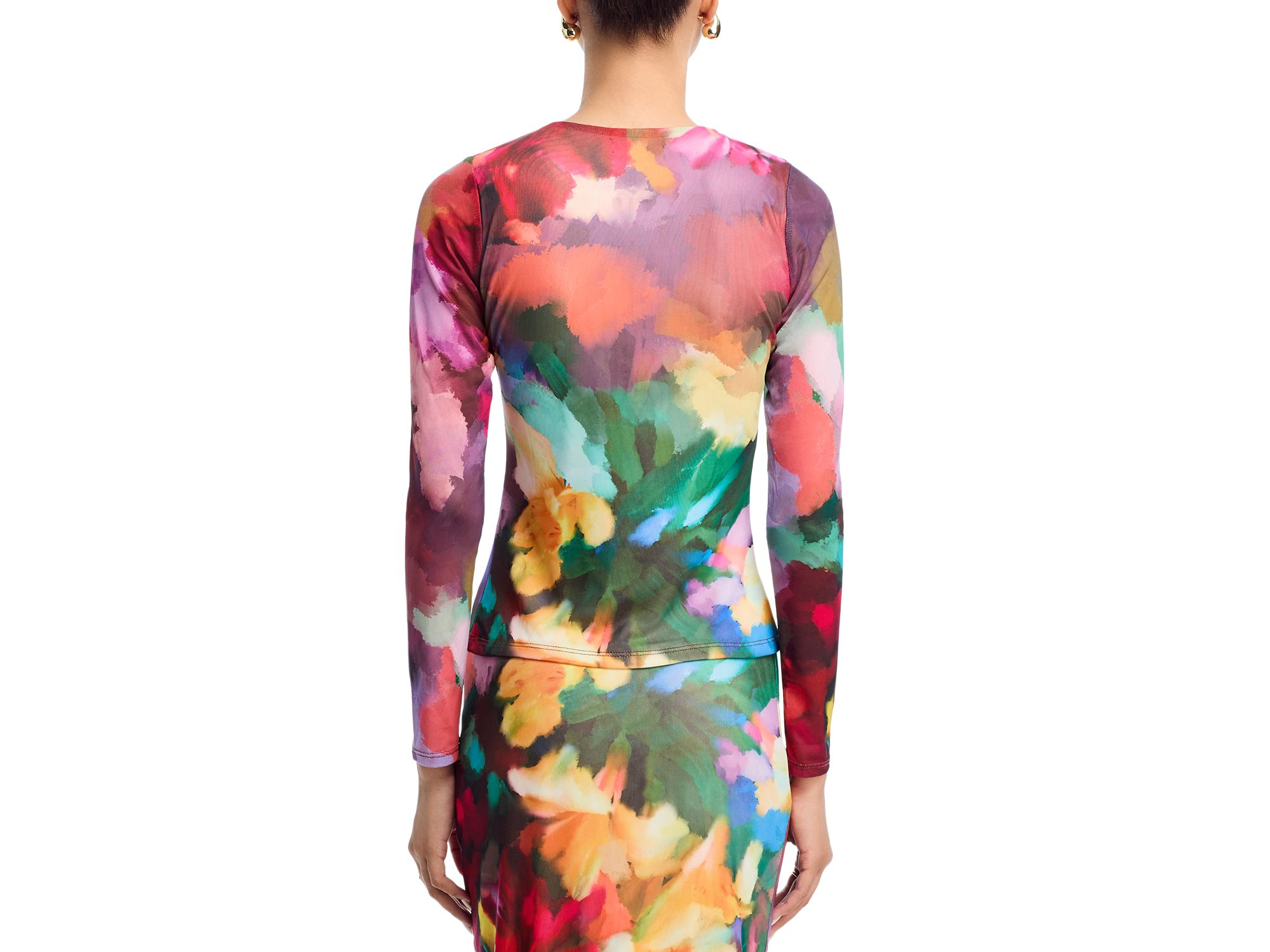 Floral Mesh Long Sleeve Top & Midi Skirt - Exclusive — Image 4