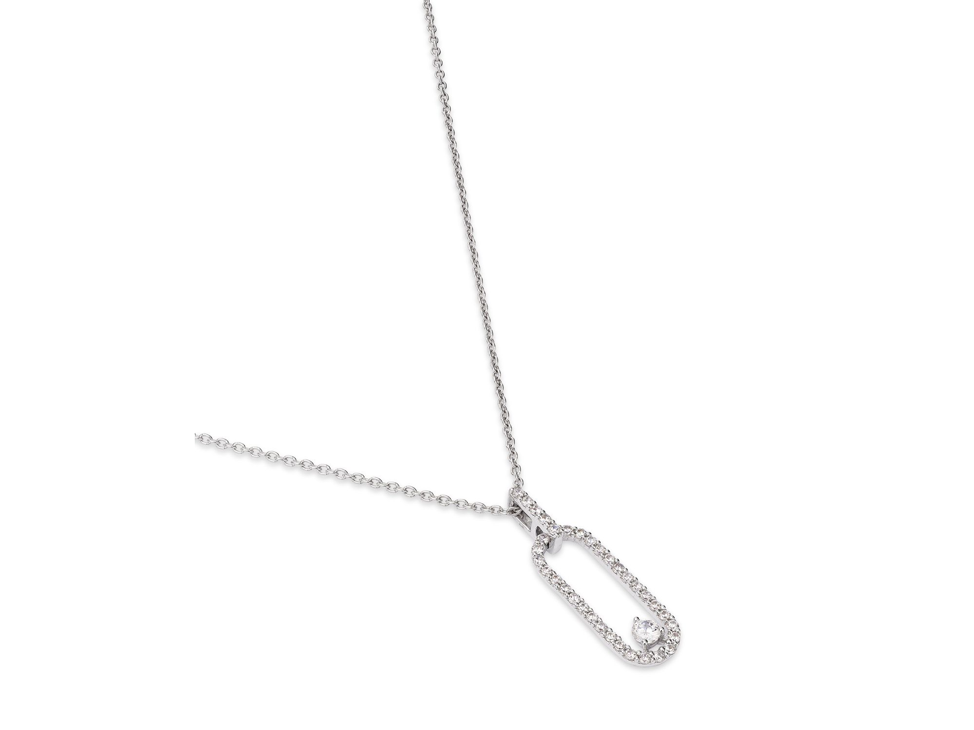 Diamond Oval Frame Pendant Necklace in 14K White Gold, 0.35 tcw — Image 4