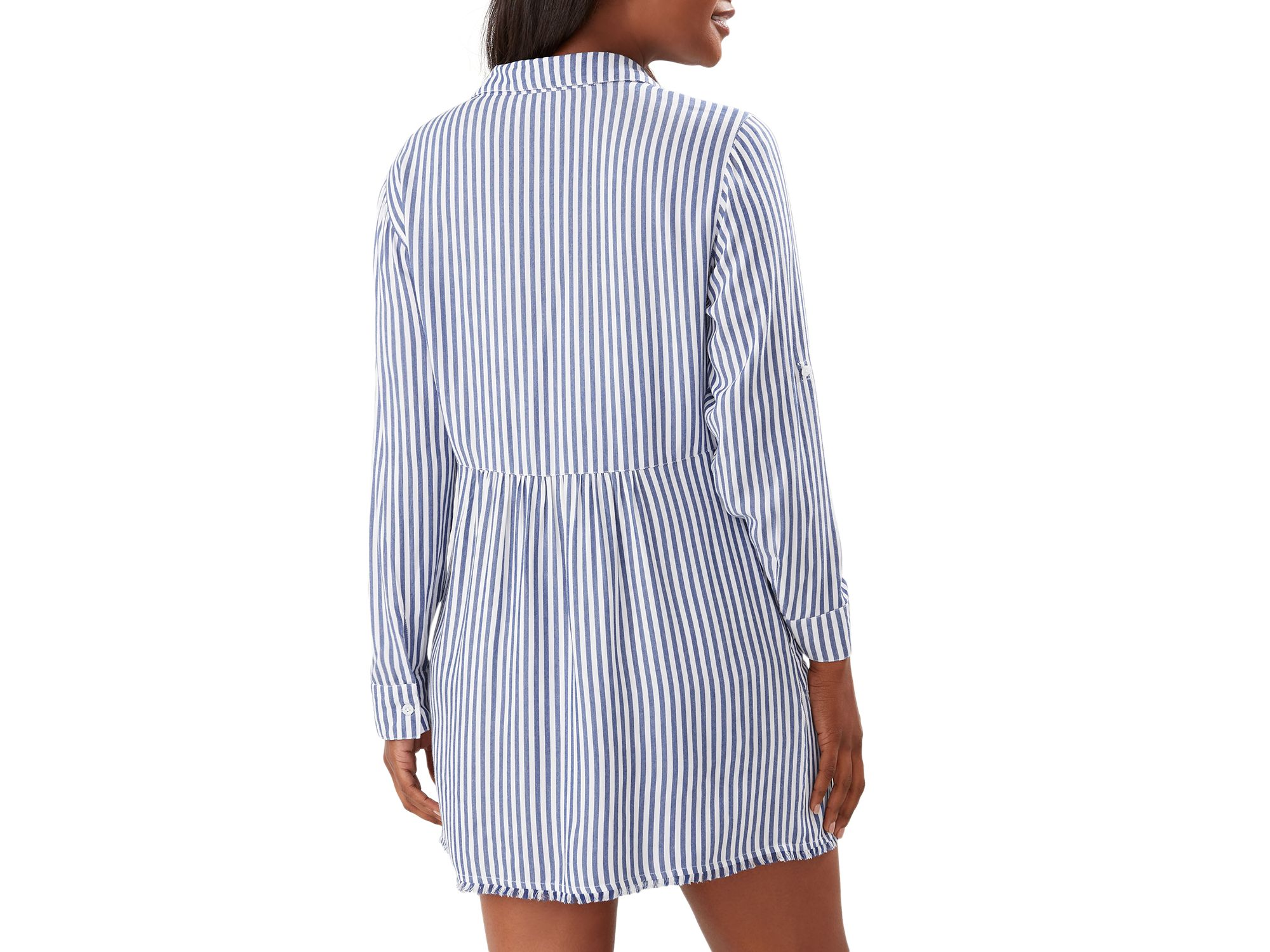 Chambray Stripe Boyfriend Shirt Swim Cover-Up — Image 3