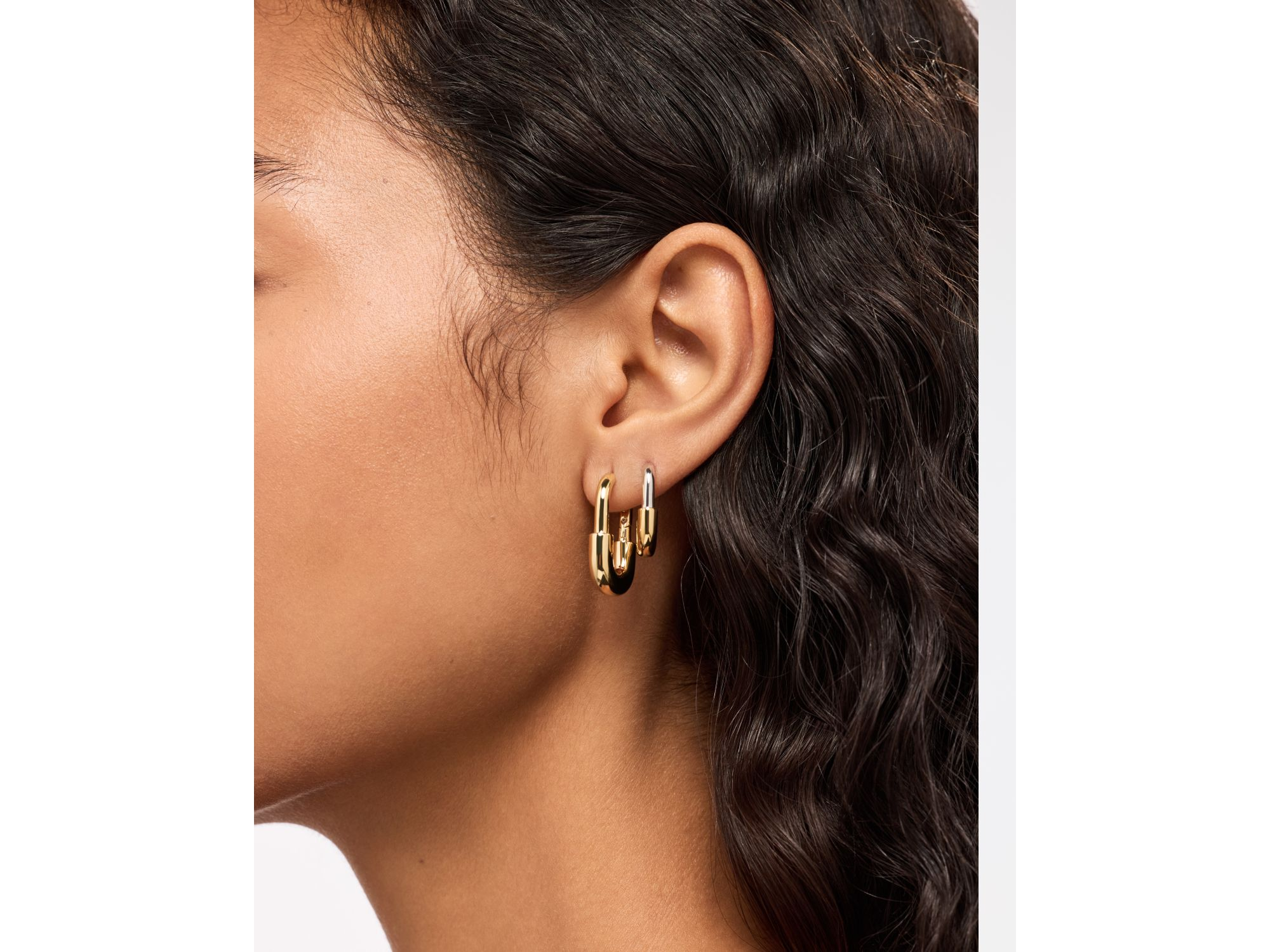 Two Tone Gold Brynley Hoops — Image 3