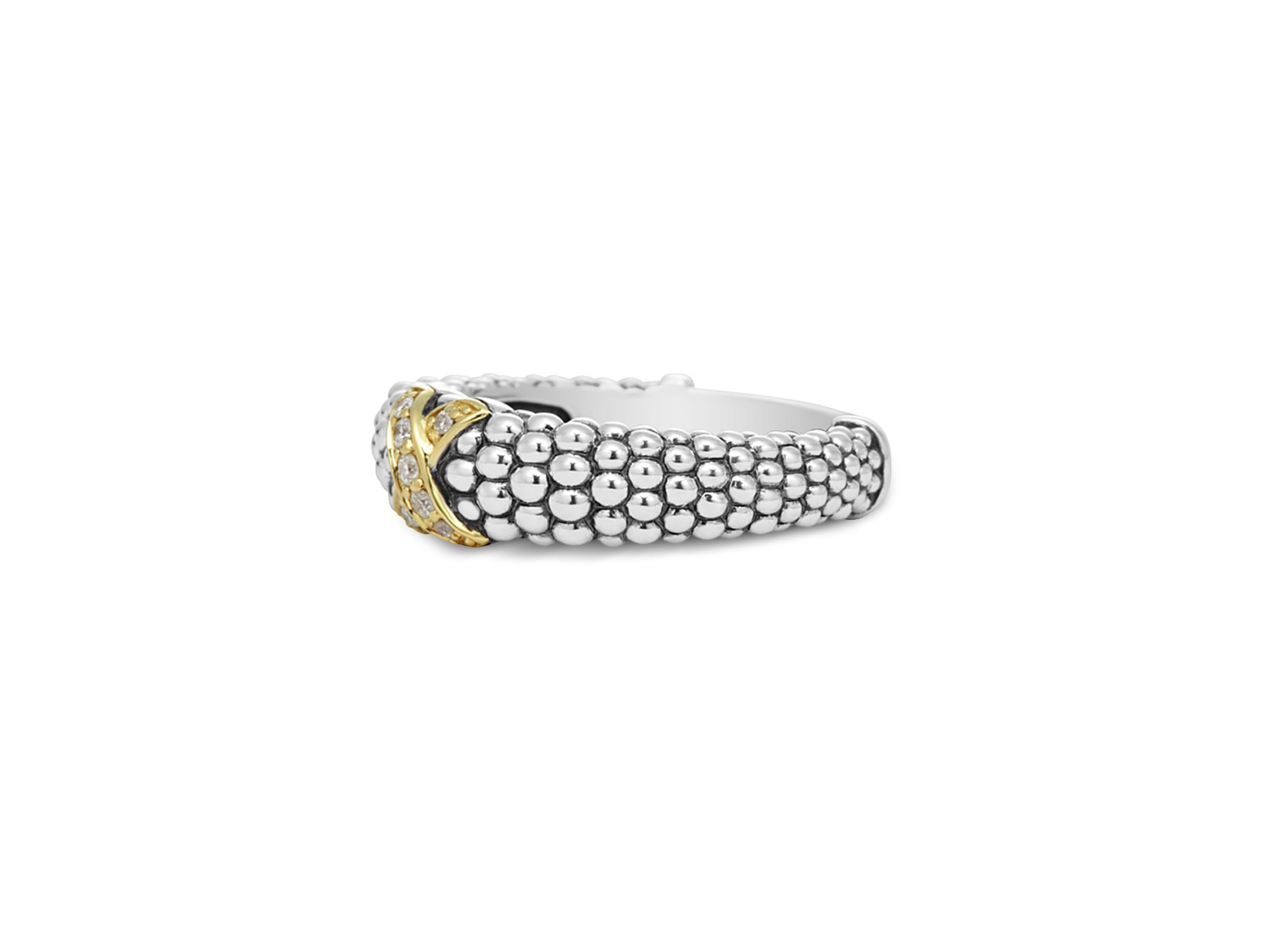 18K Green Gold & Sterling Silver Embrace Collection Diamond Caviar Ring — Image 5