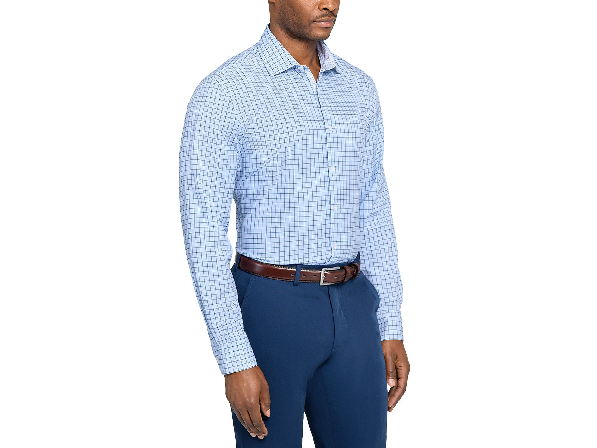 Slim Fit Check Performance Dress Shirt — Image 11
