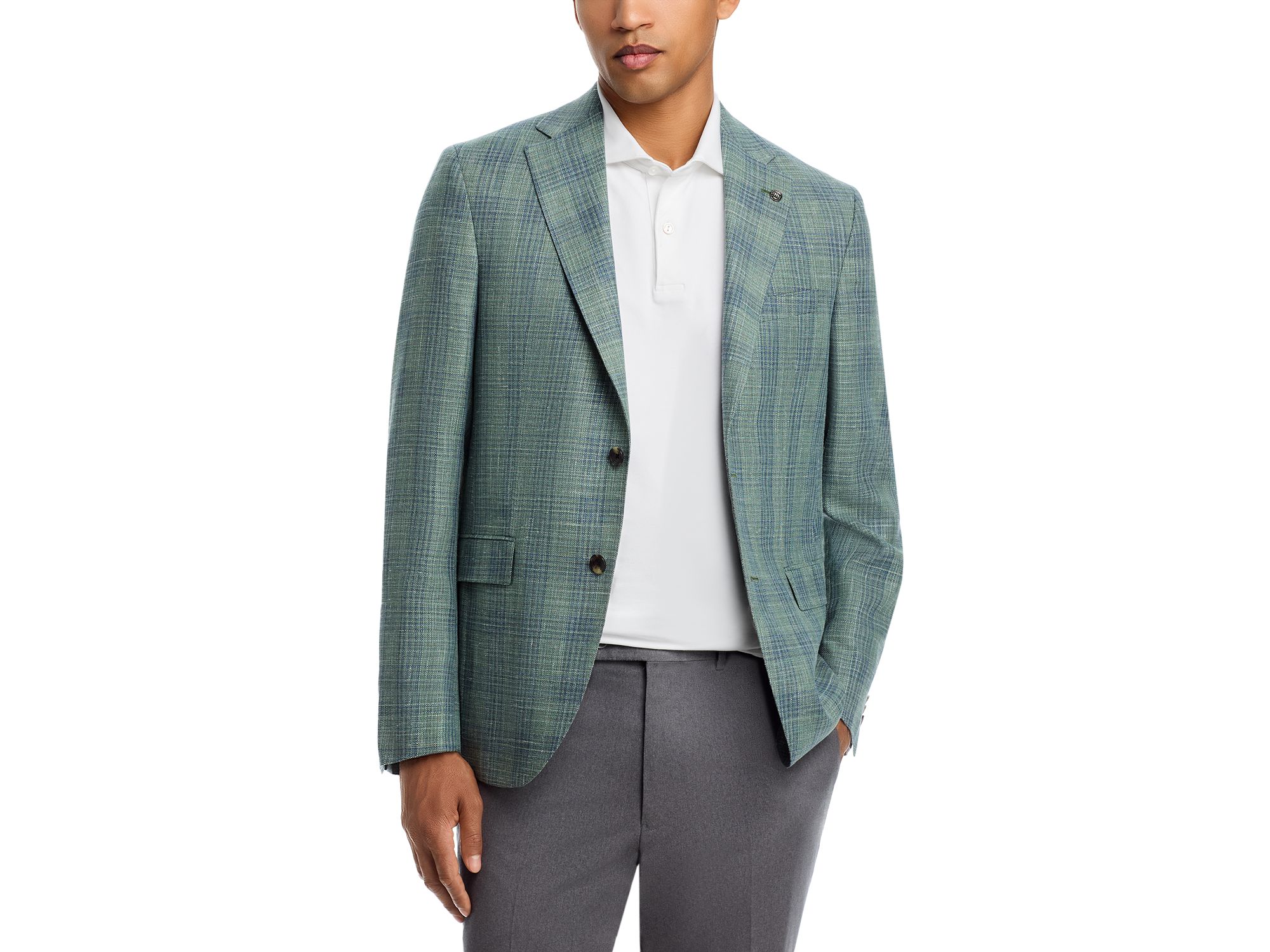 Midland Wool, Silk & Linen Plaid Regular Fit Sport Coat