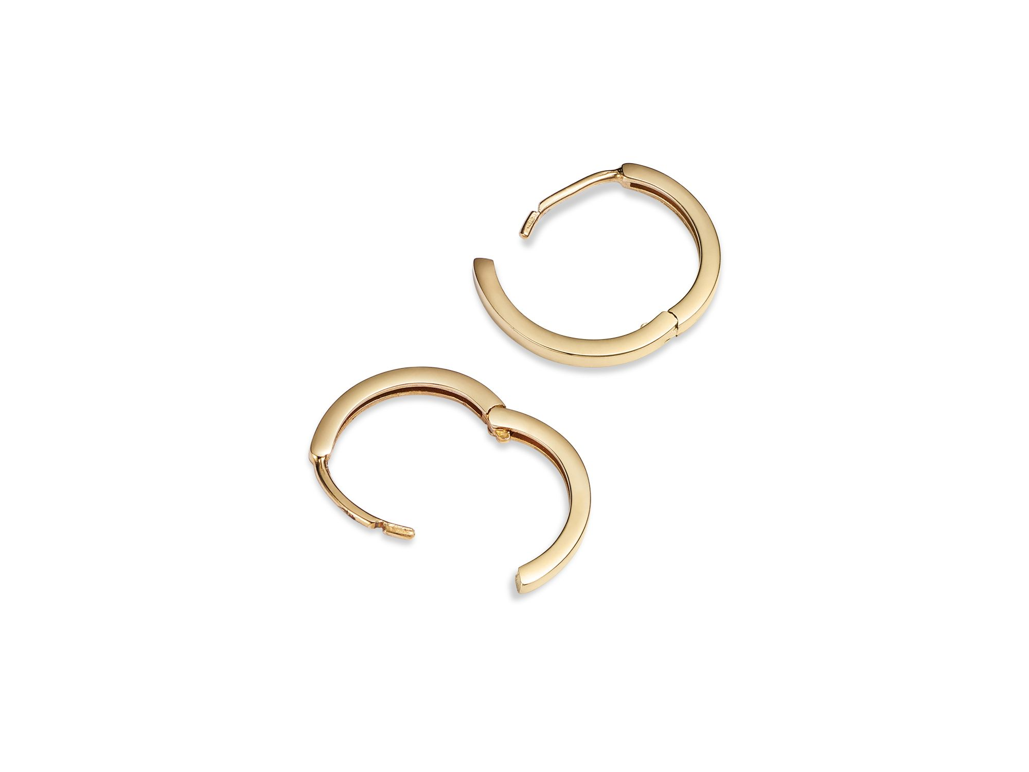 14K Yellow Gold Small Polished Huggie Hoop Earrings — Image 4
