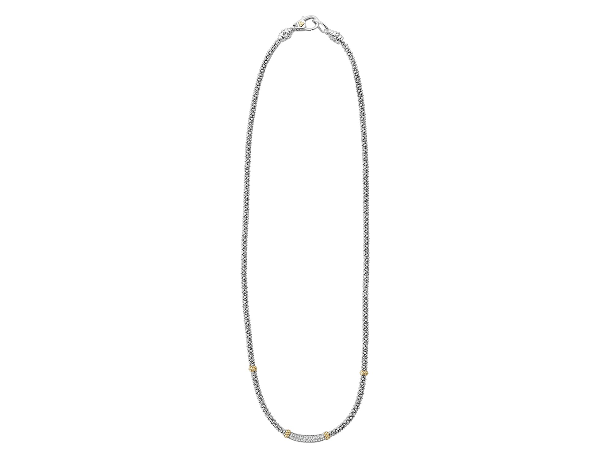 18K Gold and Sterling Silver Diamond Lux Station Necklace, 16" — Image 5