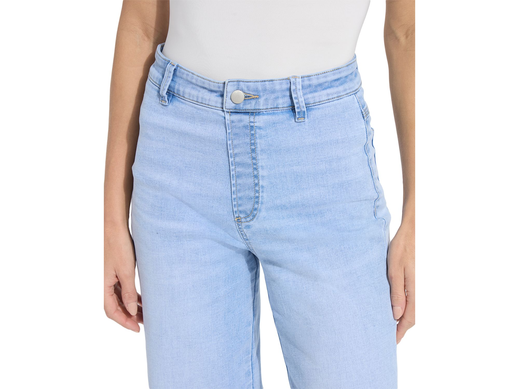 Iris High Rise Wide Leg Everyday Jeans in  Bleached Blue — Image 4