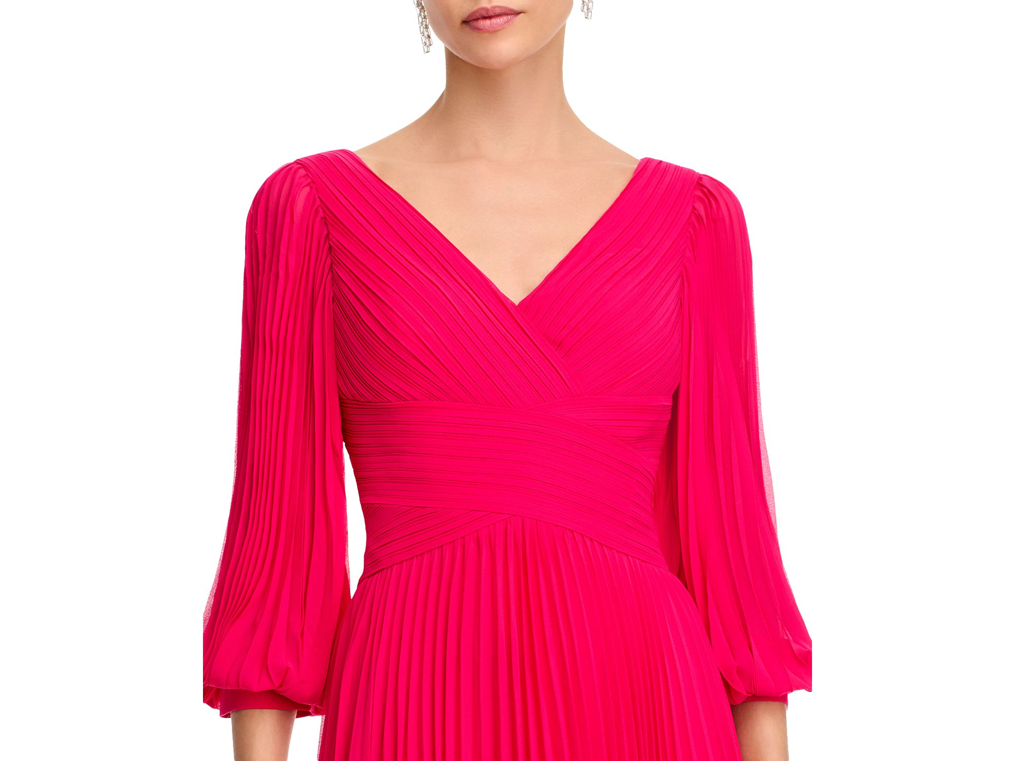 Chiffon Pleated V Neck Gown — Image 3