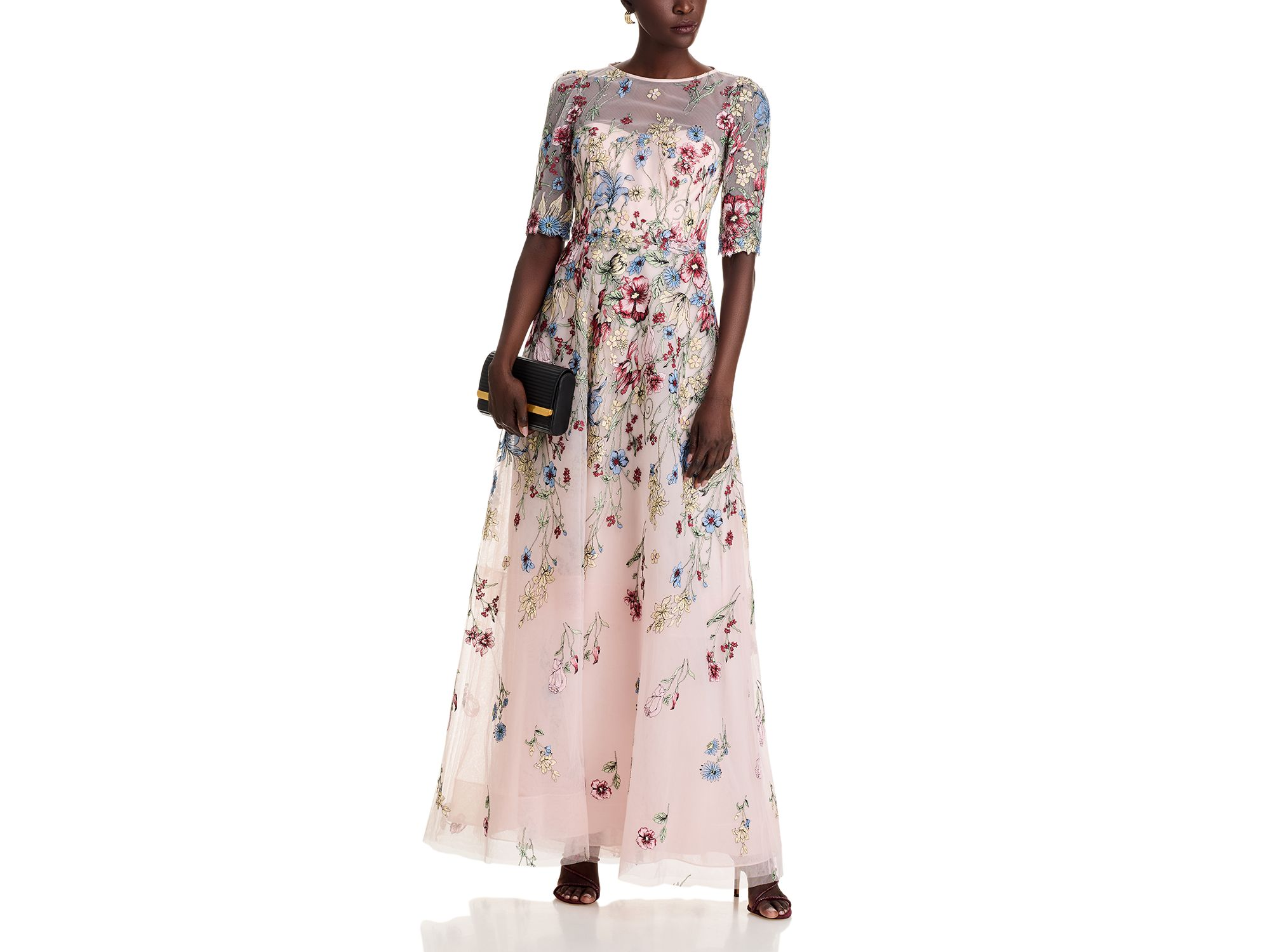 Floral Embroidered Tulle Gown — Image 3
