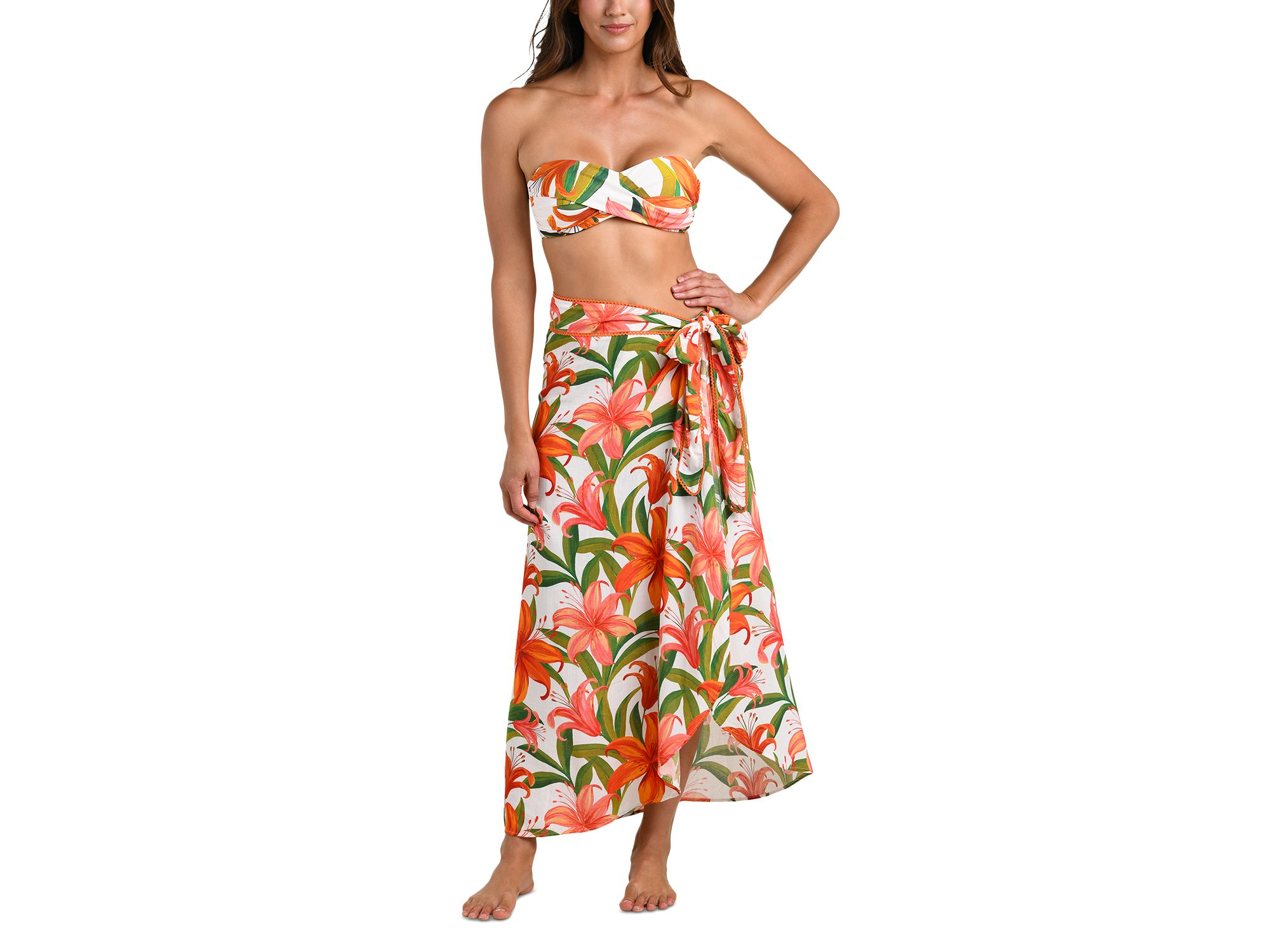 Jungle Blossoms Tie Wrap Skirt Swim Cover-Up — Image 6