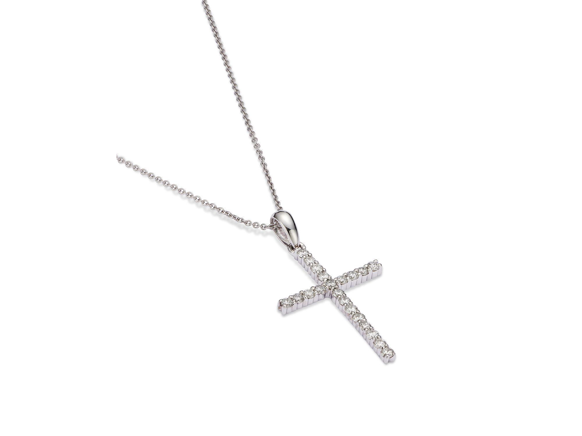 Diamond Cross Pendant Necklace in 14K White Gold, 0.25 tcw — Image 3