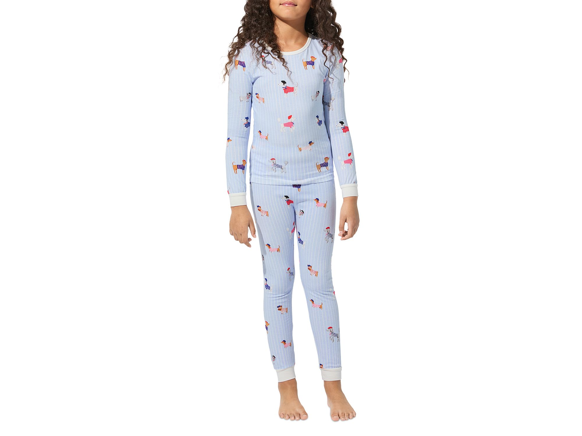 Girls' Cotton Knit Long Sleeve Pajama Set - Little Kid, Big Kid — Image 4