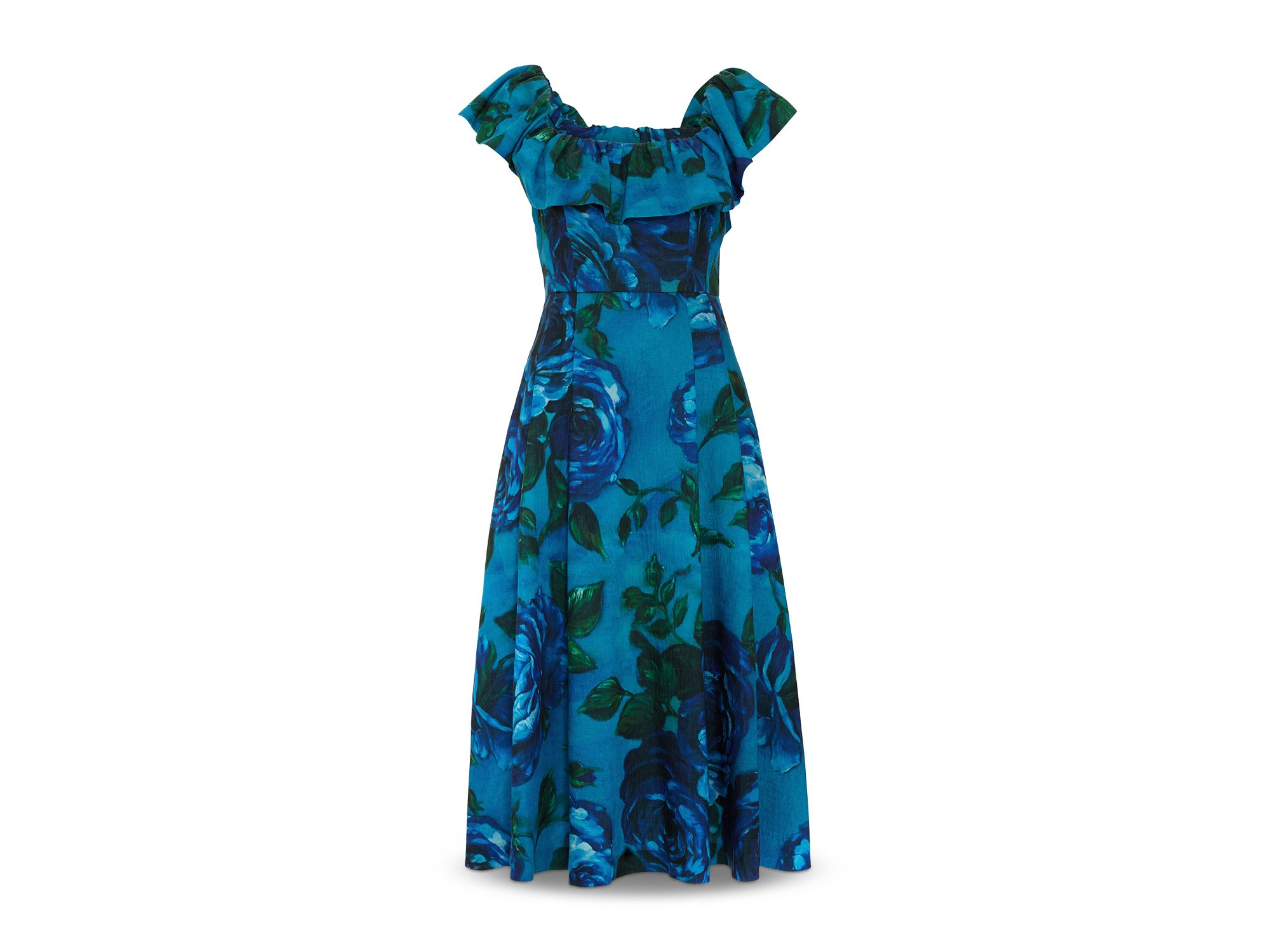 Brianne Blue Floral Ruffle Midi Dress — Image 8