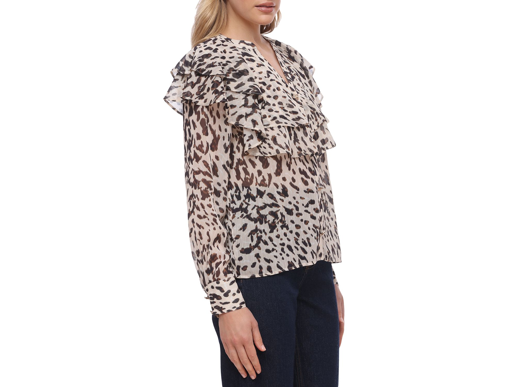 Printed Flutter Yoke Blouse — Image 5