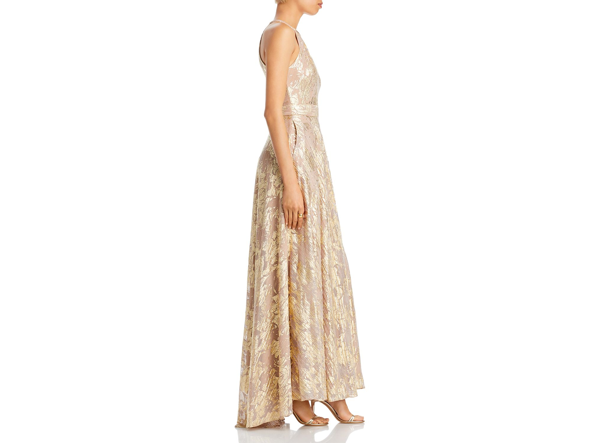 Foil Knit Metallic Halter Gown - Exclusive — Image 8
