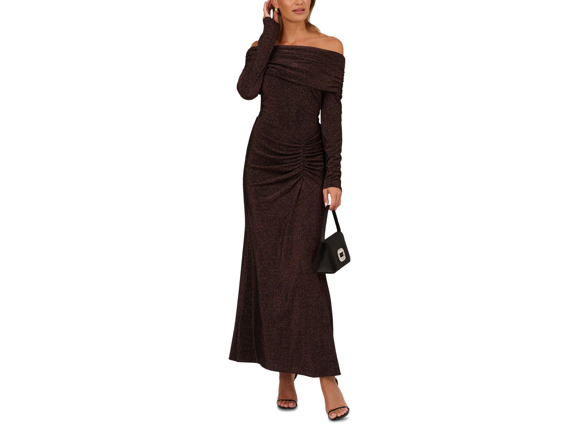 Metallic Knit Ruched Dress — Image 5