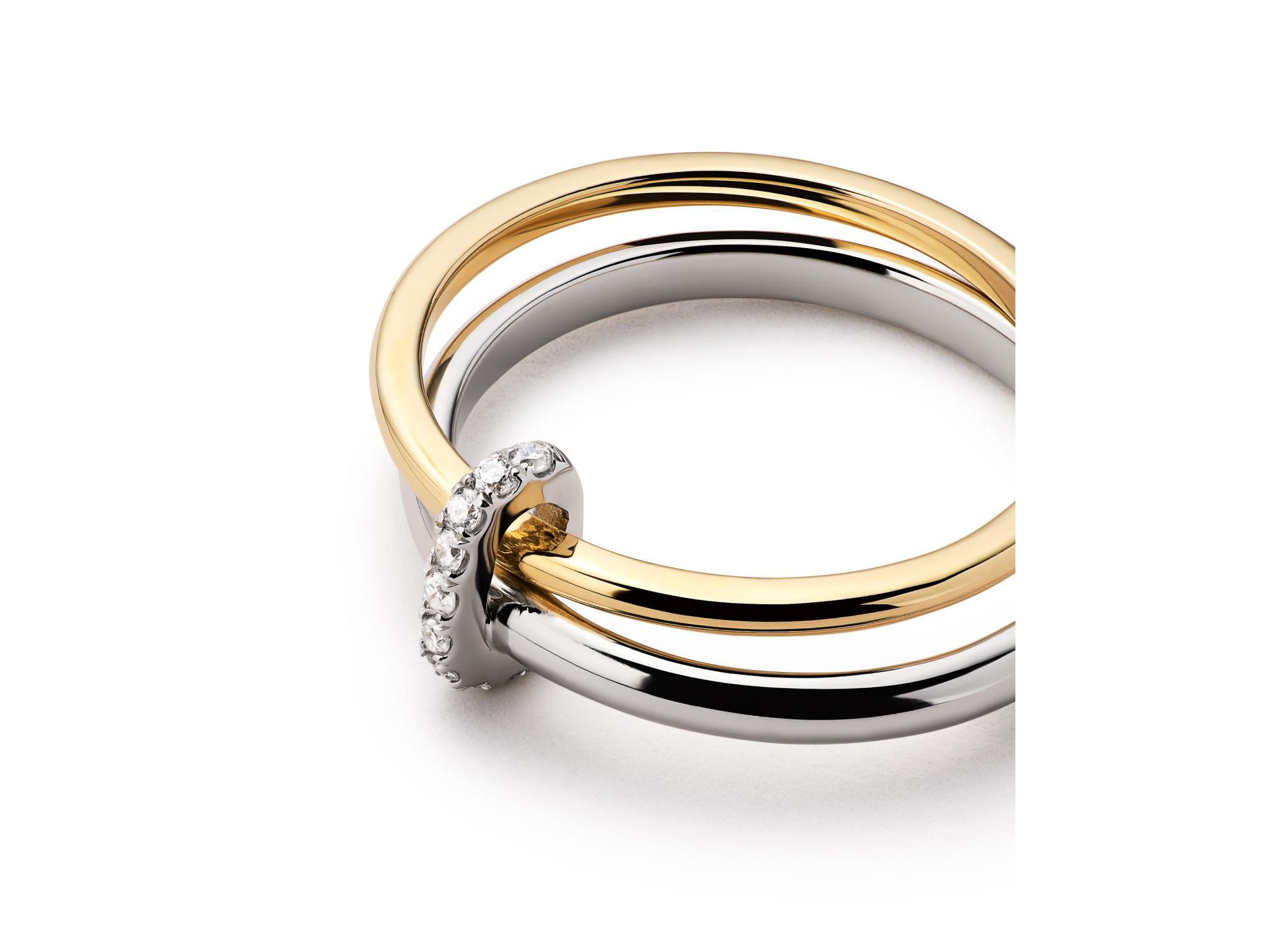 Solid Gold Two Tone Lab Grown Diamond Link Ring — Image 5