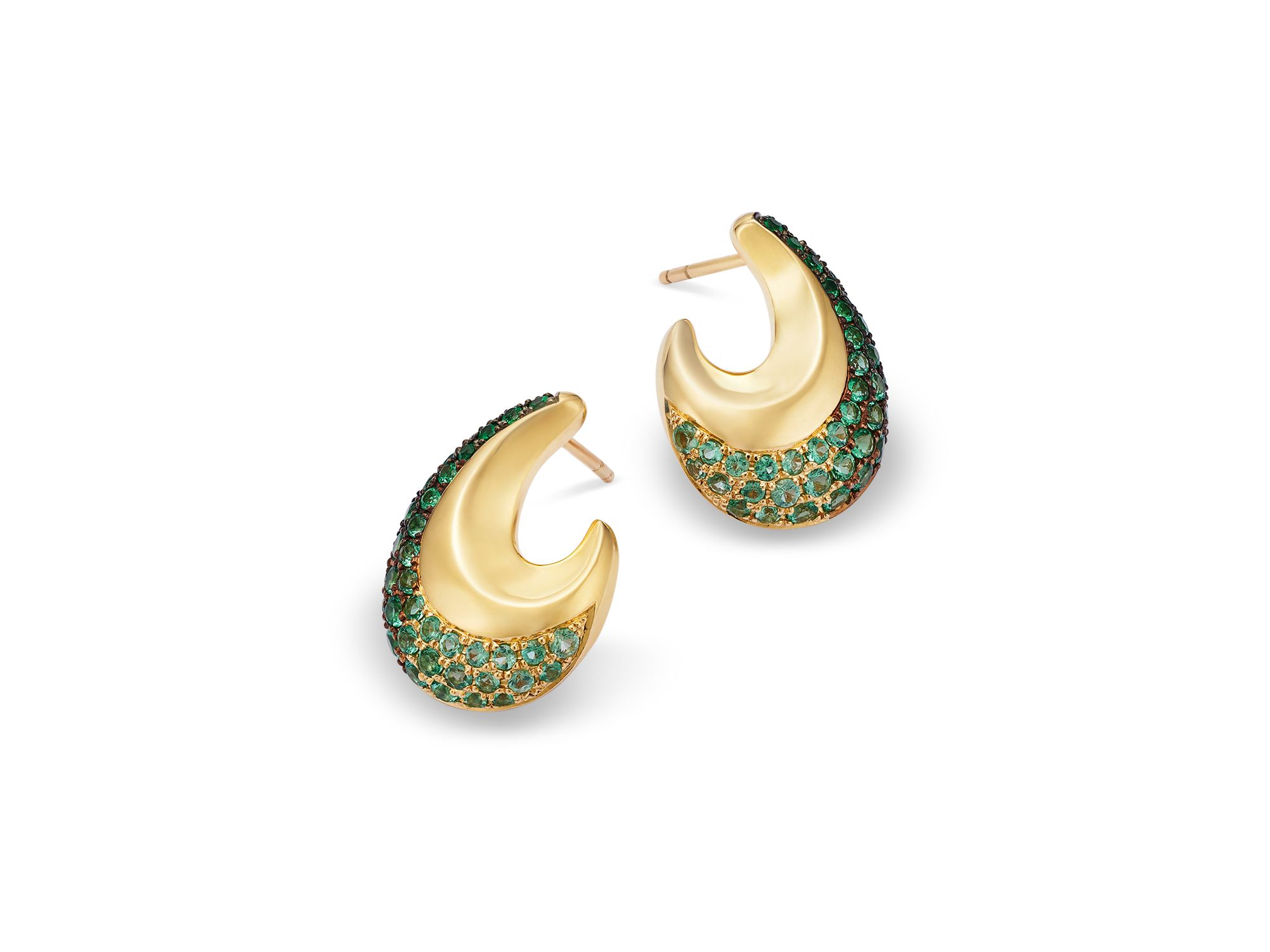 Emerald Ombré Earrings in 14K Yellow Gold — Image 3