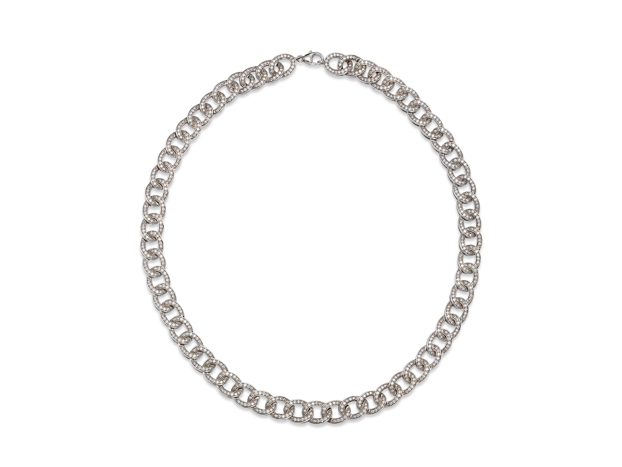 Diamond Chain Link Collar Necklace in 14K White Gold, 6.0 tcw — Image 10