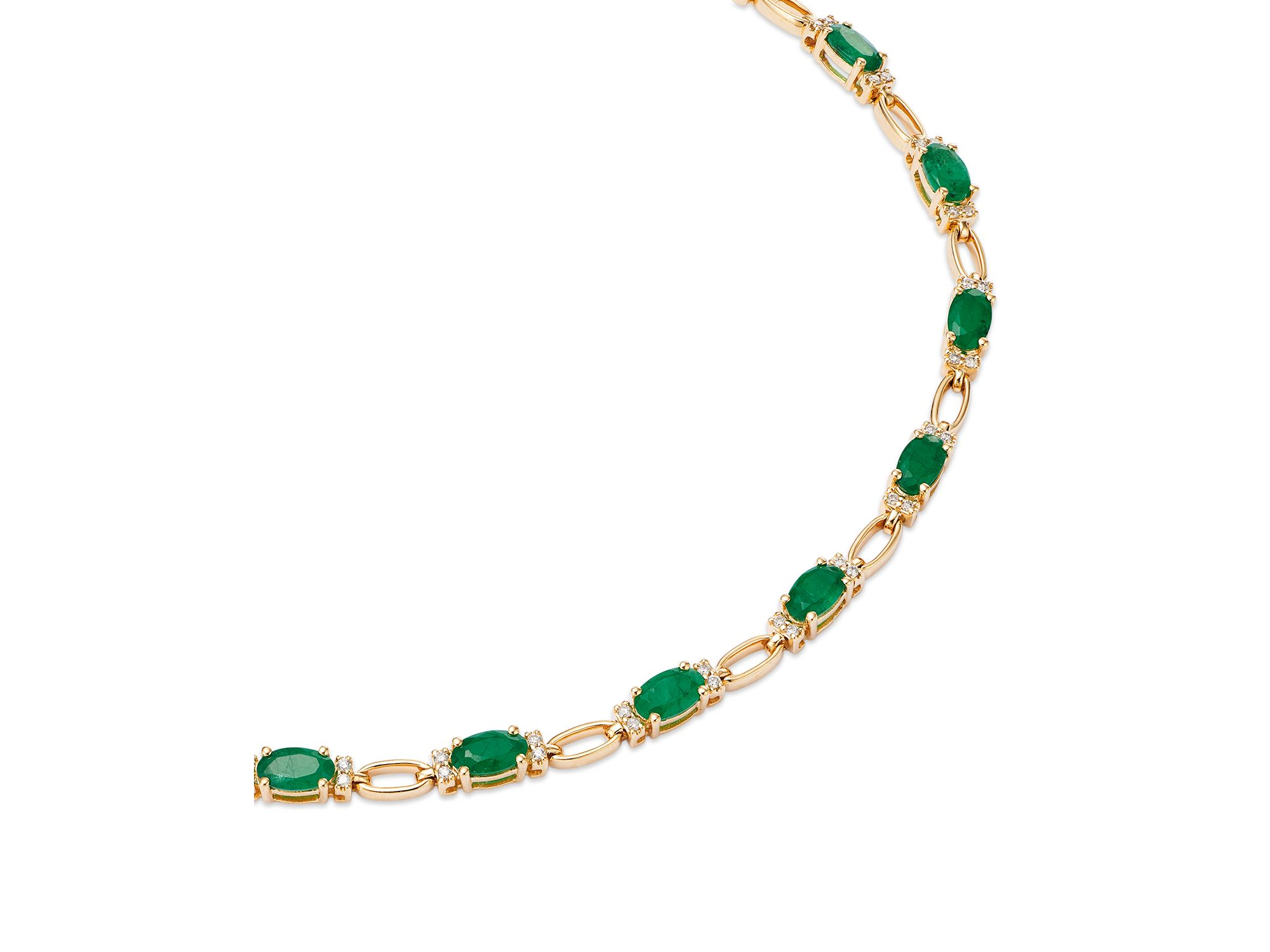 Emerald & Diamond Tennis Bracelet in 14K Yellow Gold — Image 3