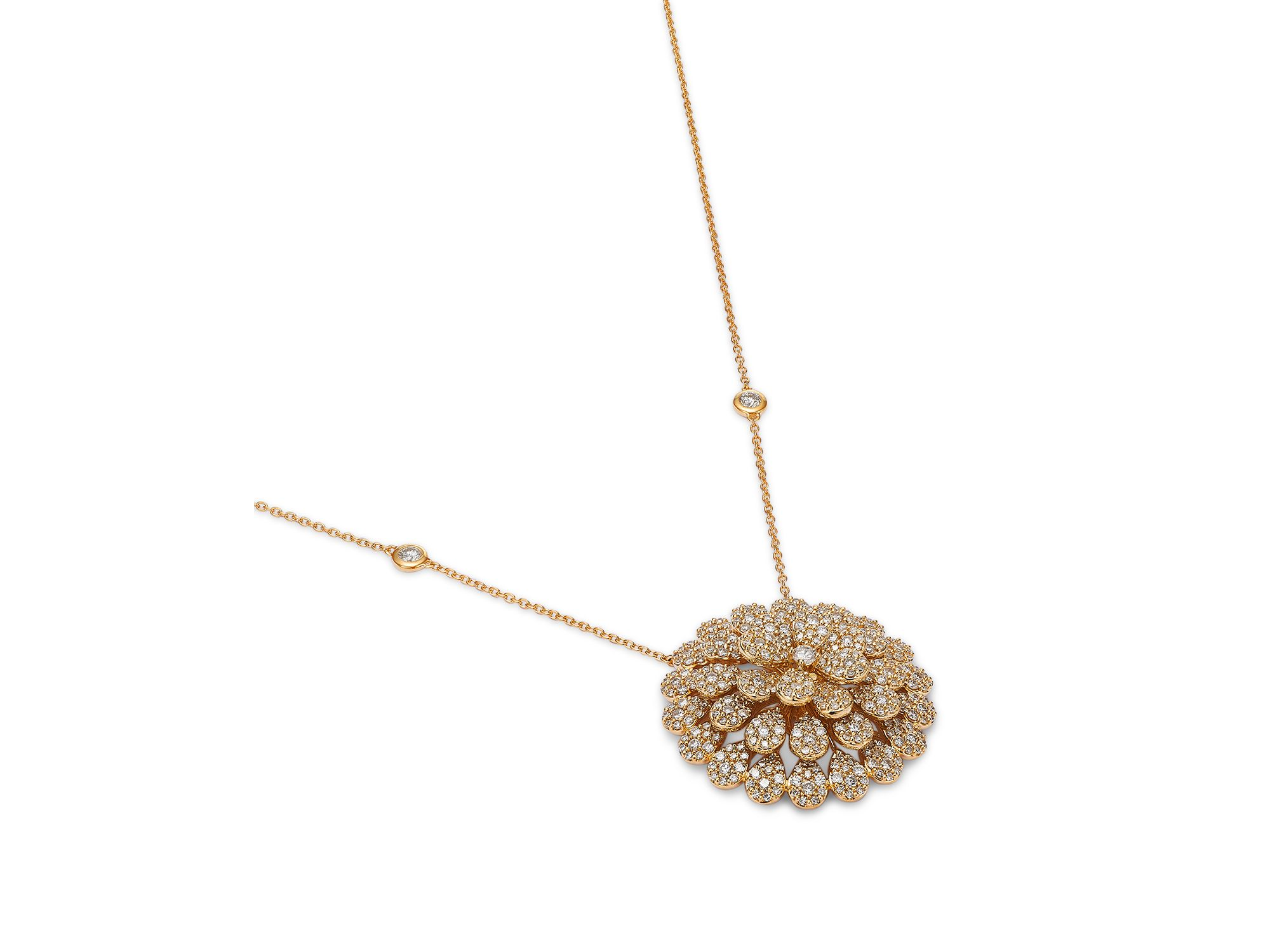 Diamond Pavé Flower Pendant Necklace in 14K Yellow Gold, 1.50 tcw — Image 4