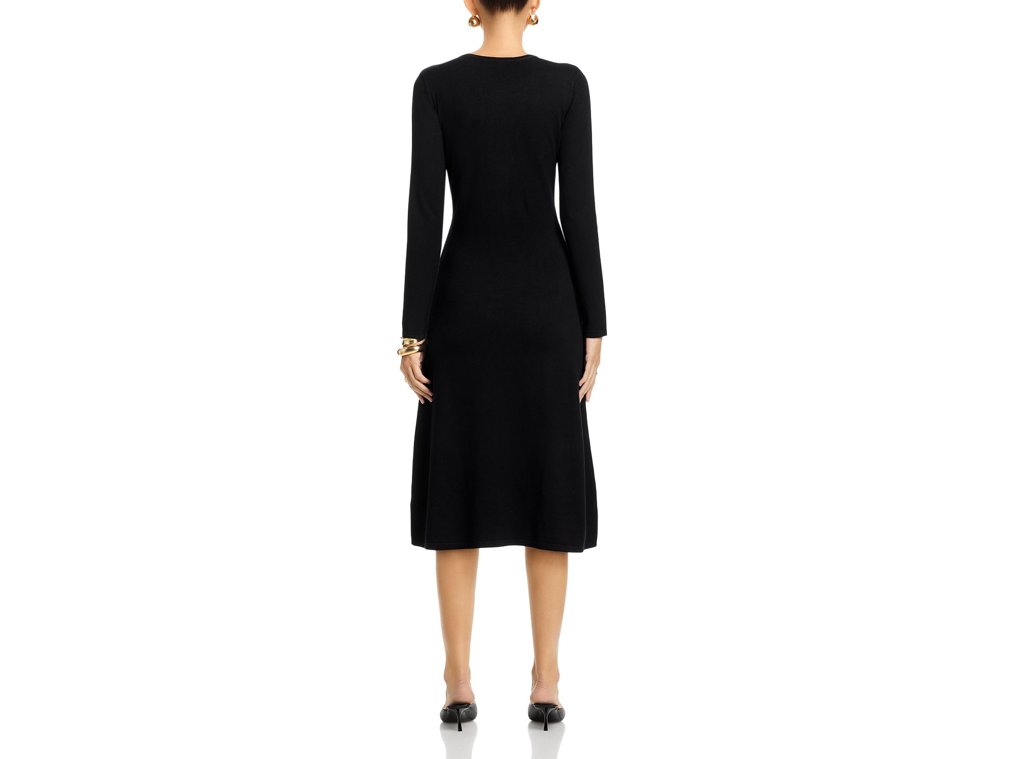 Long Sleeve Round Neck Jacquard Dress — Image 4