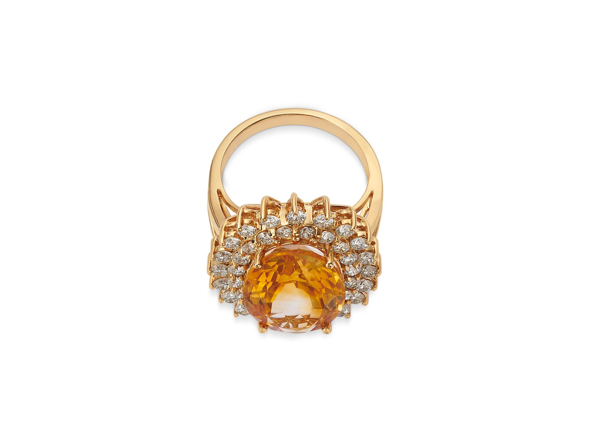 Citrine & Diamond Halo Ring in 14K Yellow Gold — Image 3