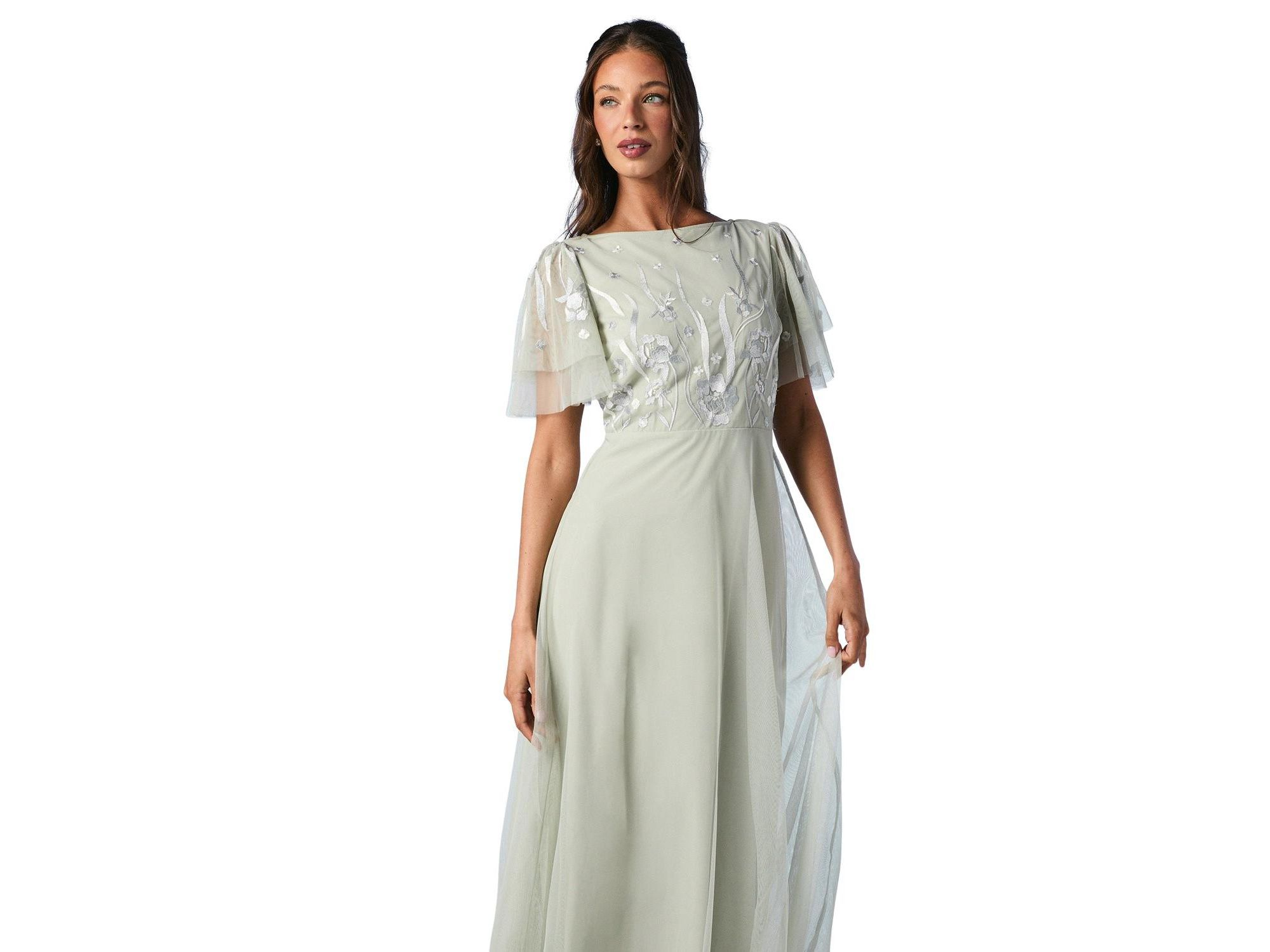 Angel Sleeve Maxi Bridesmaids Dress — Image 3