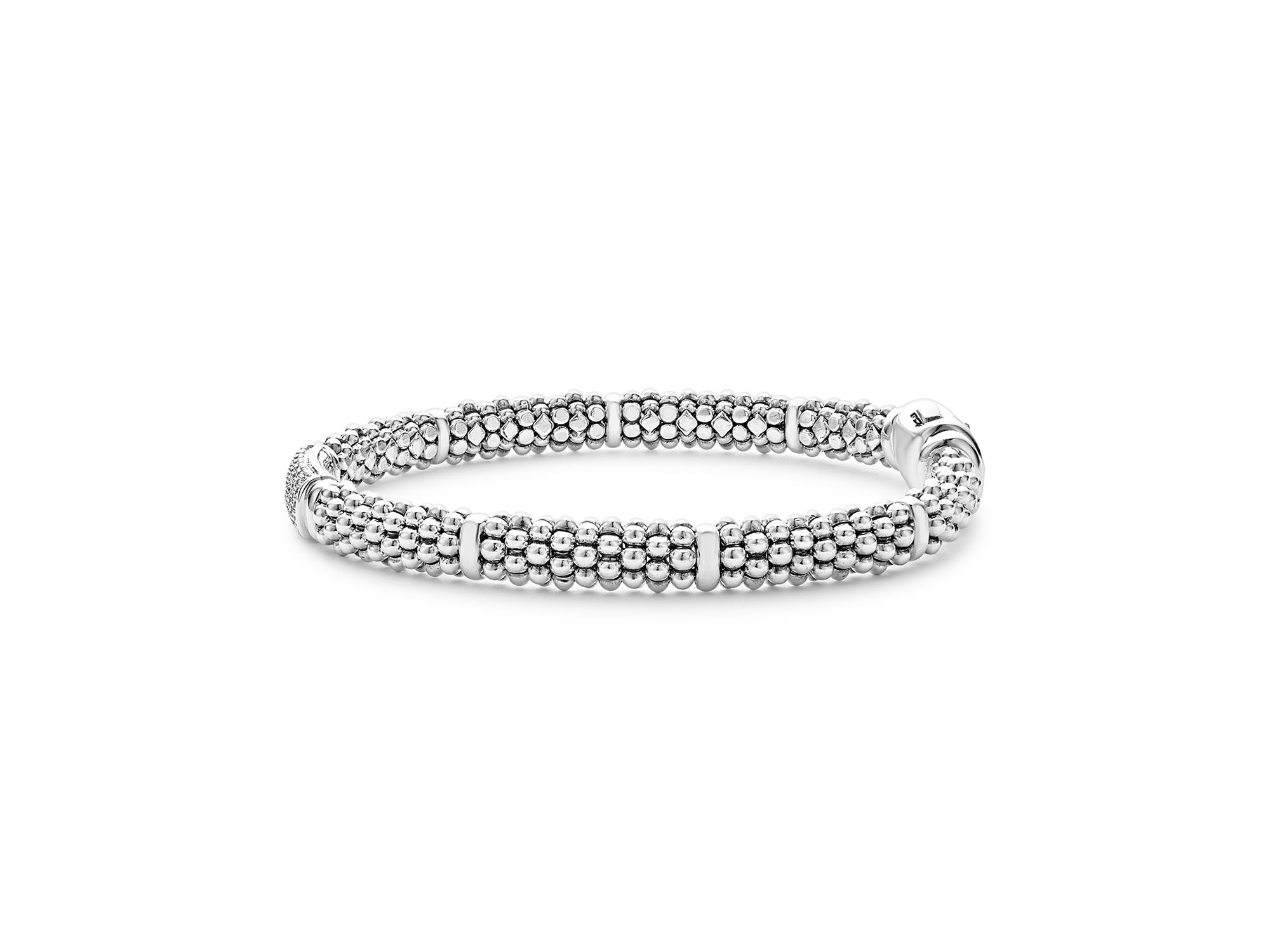 Sterling Pavé Diamond Caviar Bracelet — Image 4