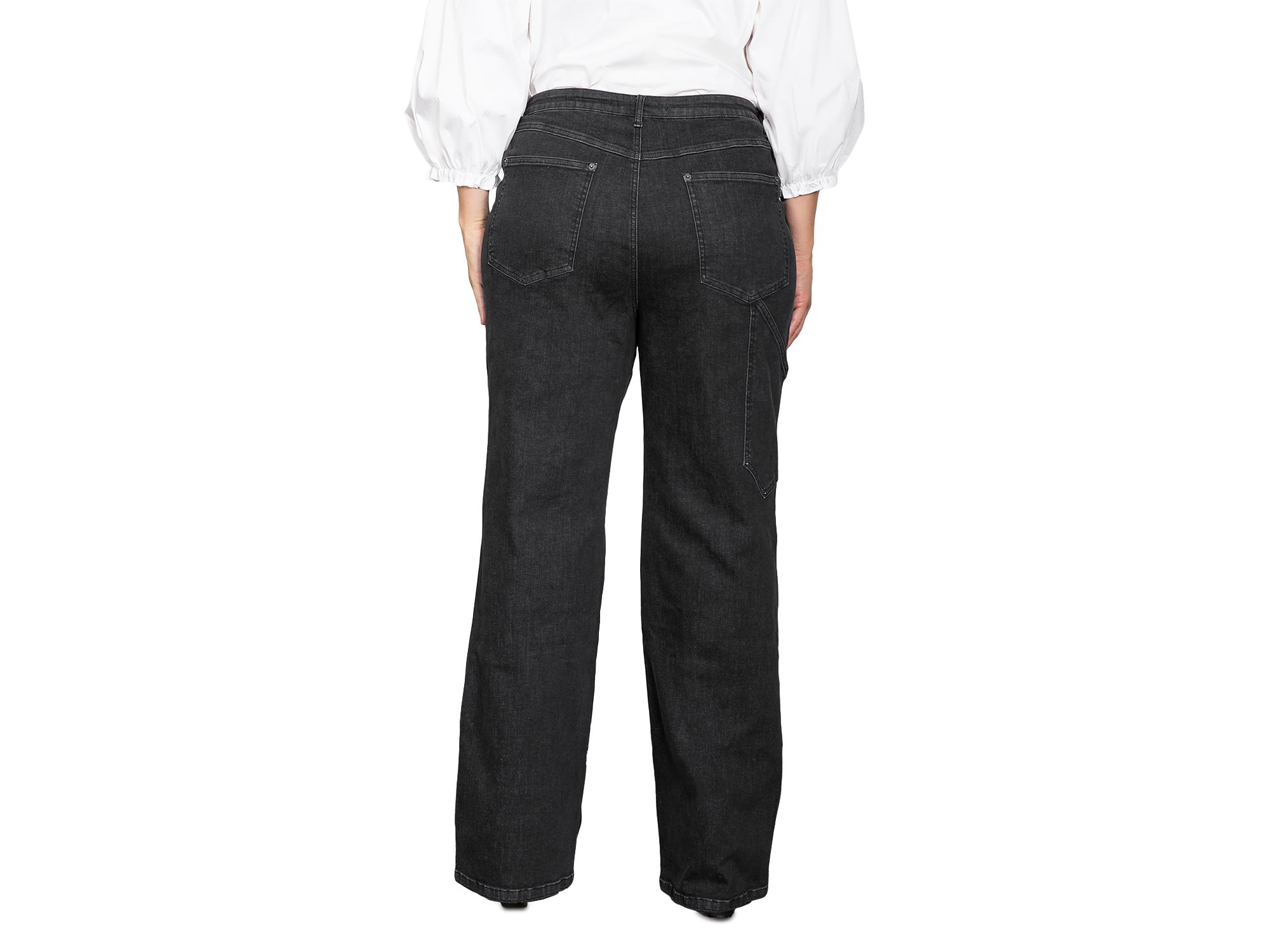 Plus Super High Workwear Jeans in Rinse Black — Image 3