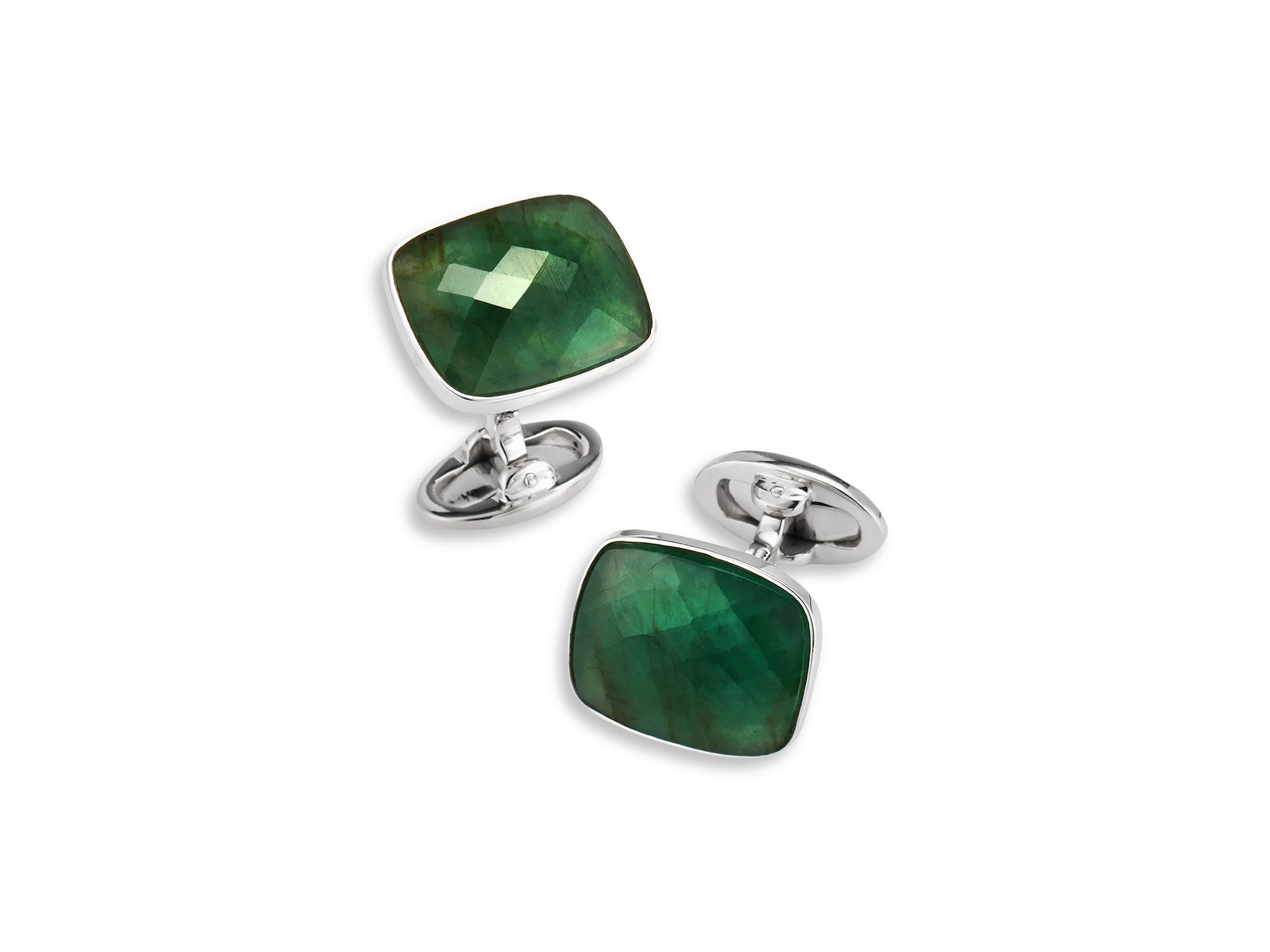 Emerald Cufflinks in Sterling Silver — Image 3