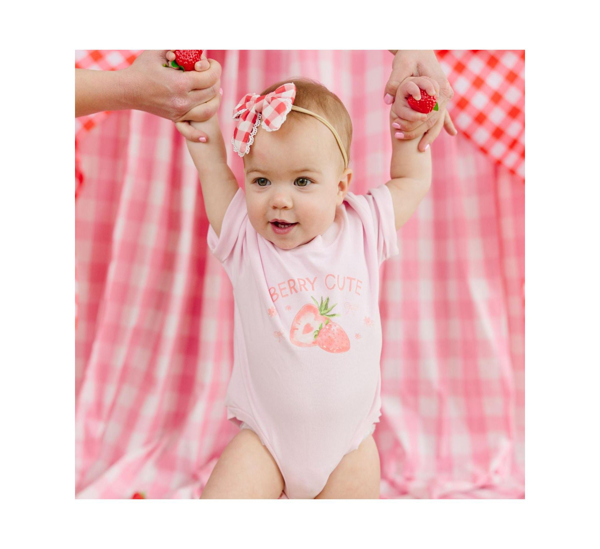 Girls' Red Gingham Bow Baby Headband - Baby — Image 4