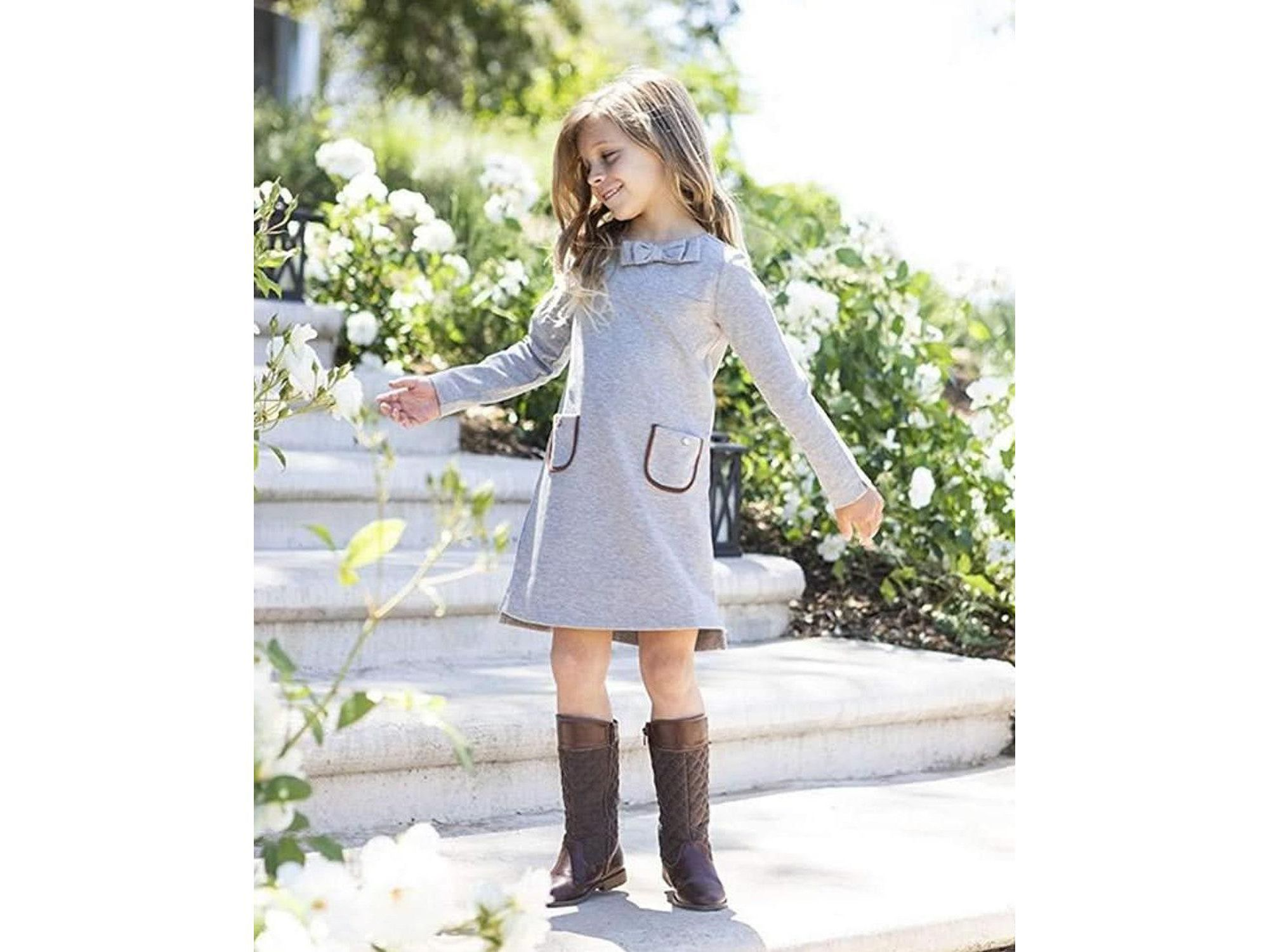 Girls' Long Sleeve Quilted Ponte Riding Dress - Little Kid, Big Kid — Image 4