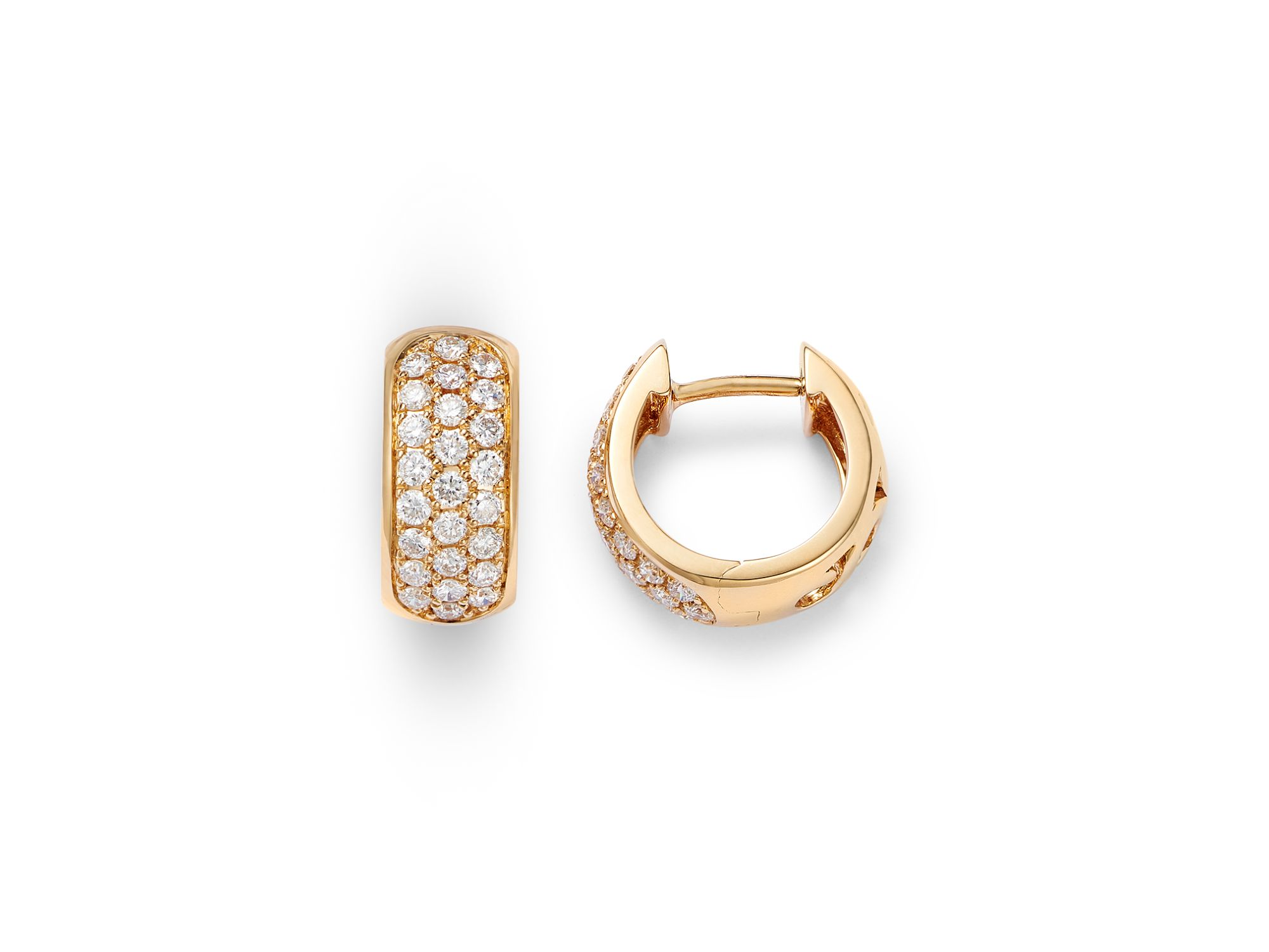 Diamond Pavé Huggie Hoop Earrings in 14K Yellow Gold, 0.45 tcw — Image 4