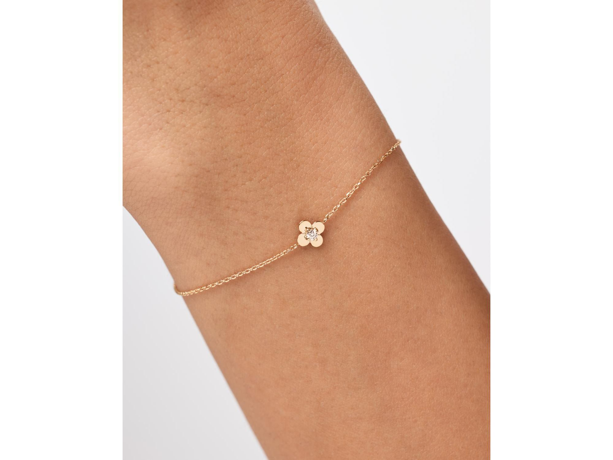 Solid Yellow Gold Mini Flower Bracelet — Image 3