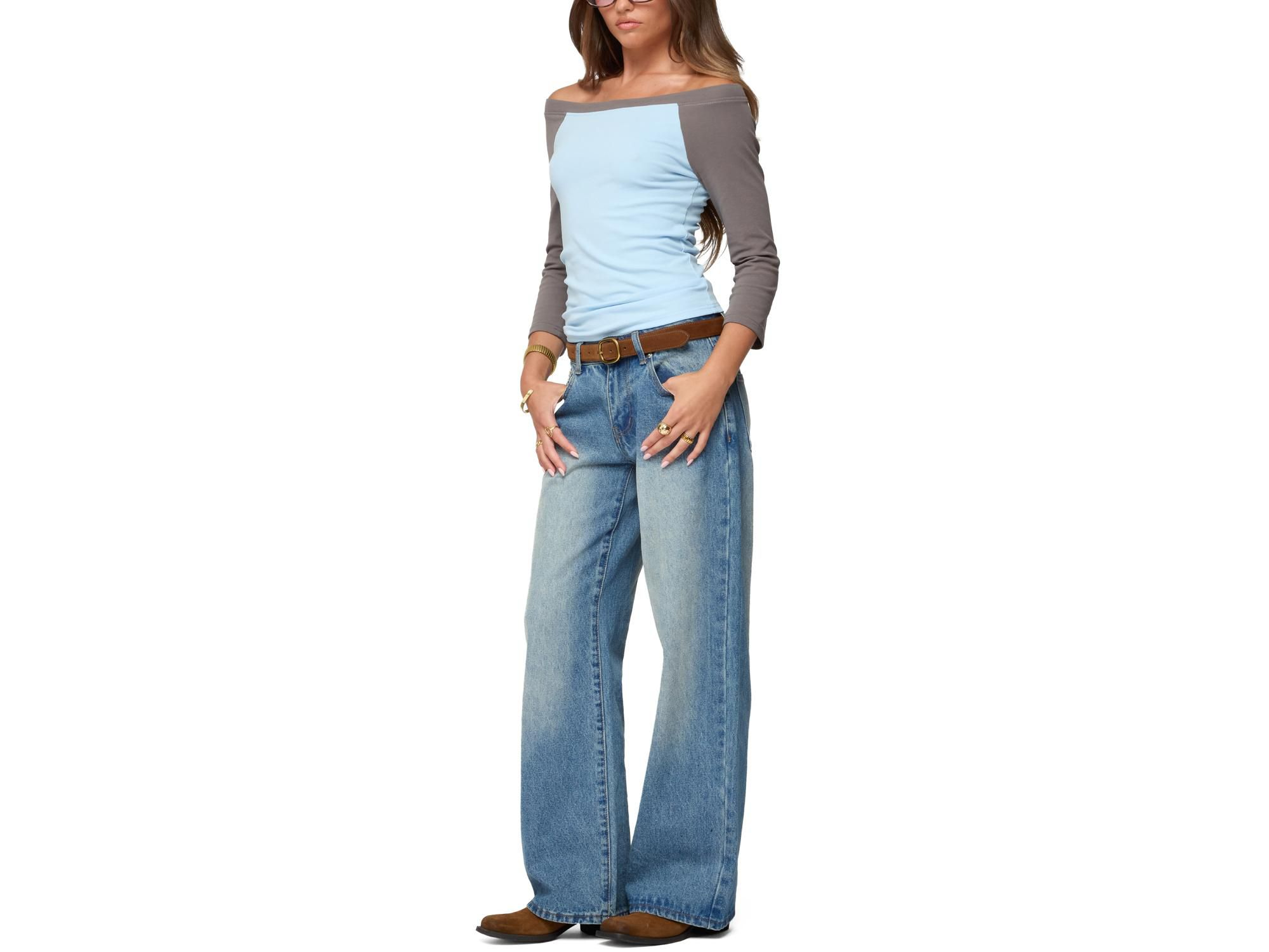 Keri Boat Neck Contrast Raglan Top — Image 3