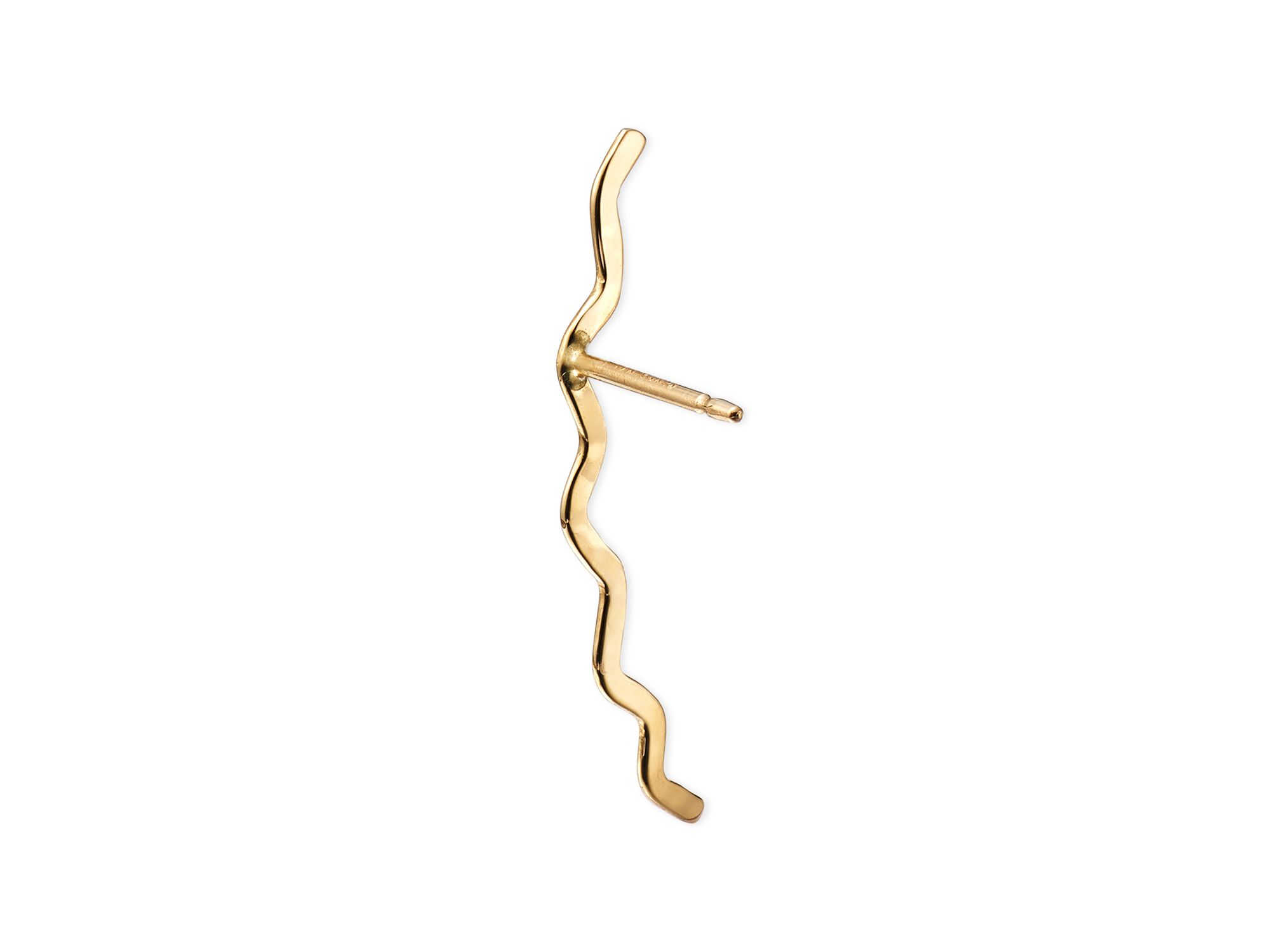 14K Yellow Gold Zigzag Hammered Climber Earrings — Image 4