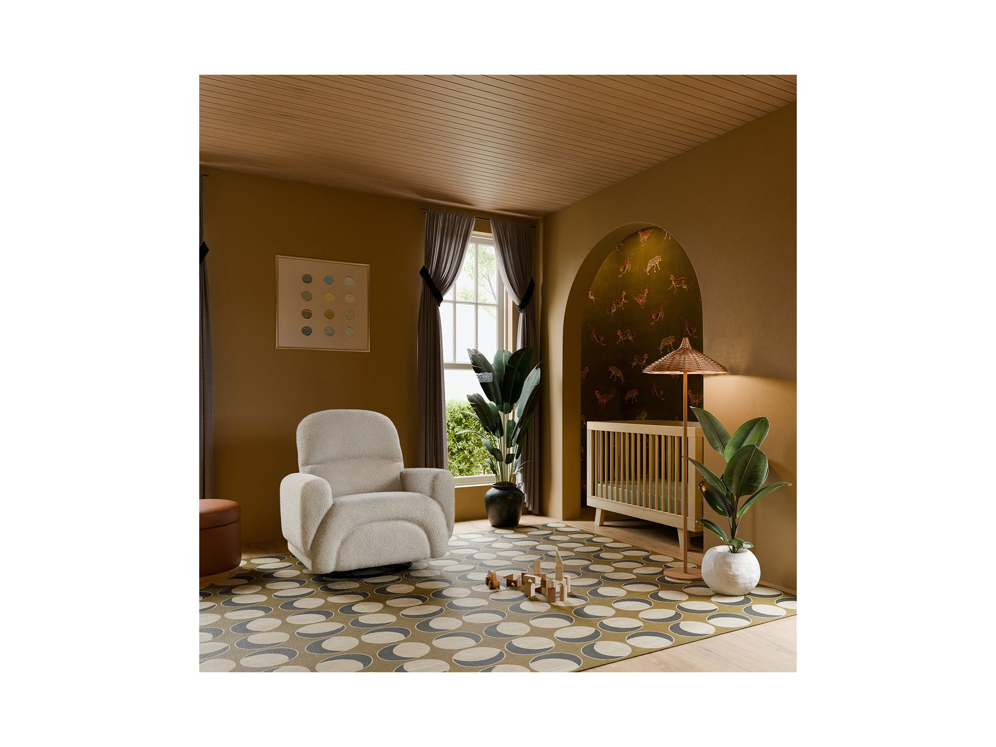 Rainbow Recliner and Swivel Glider in Teddy Loop — Image 6