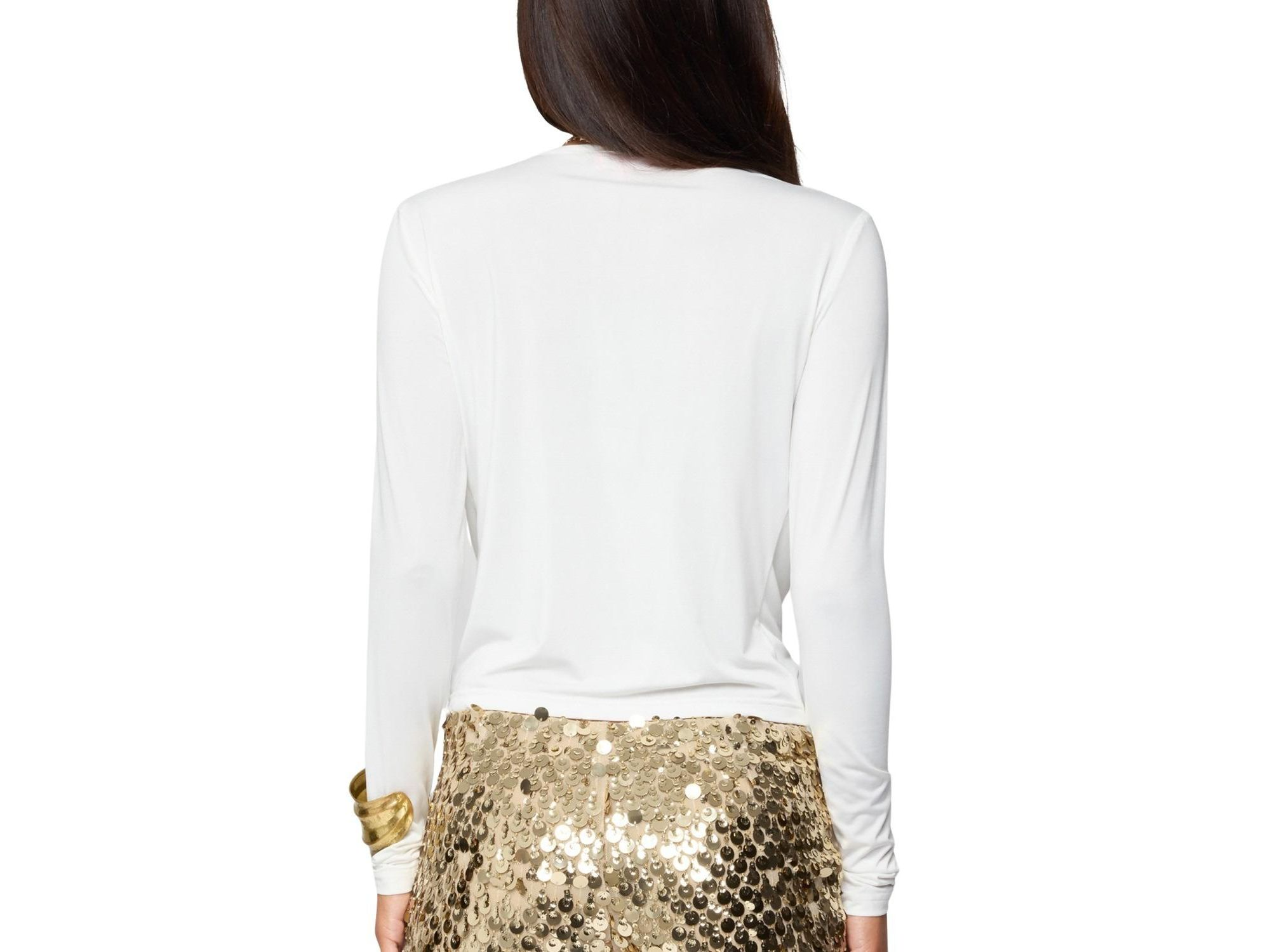 Draped V Neck Long Sleeve Top — Image 3
