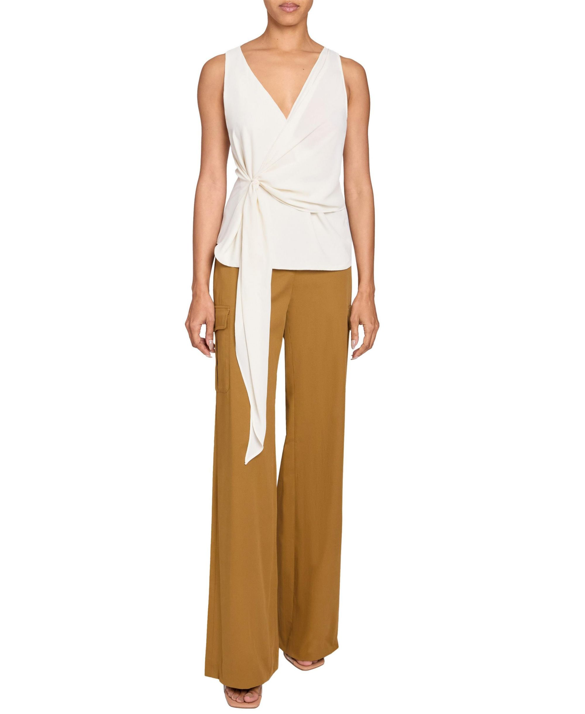 DANNA Sleeveless Faux Wrap Top in Fluid Crepe — Image 4