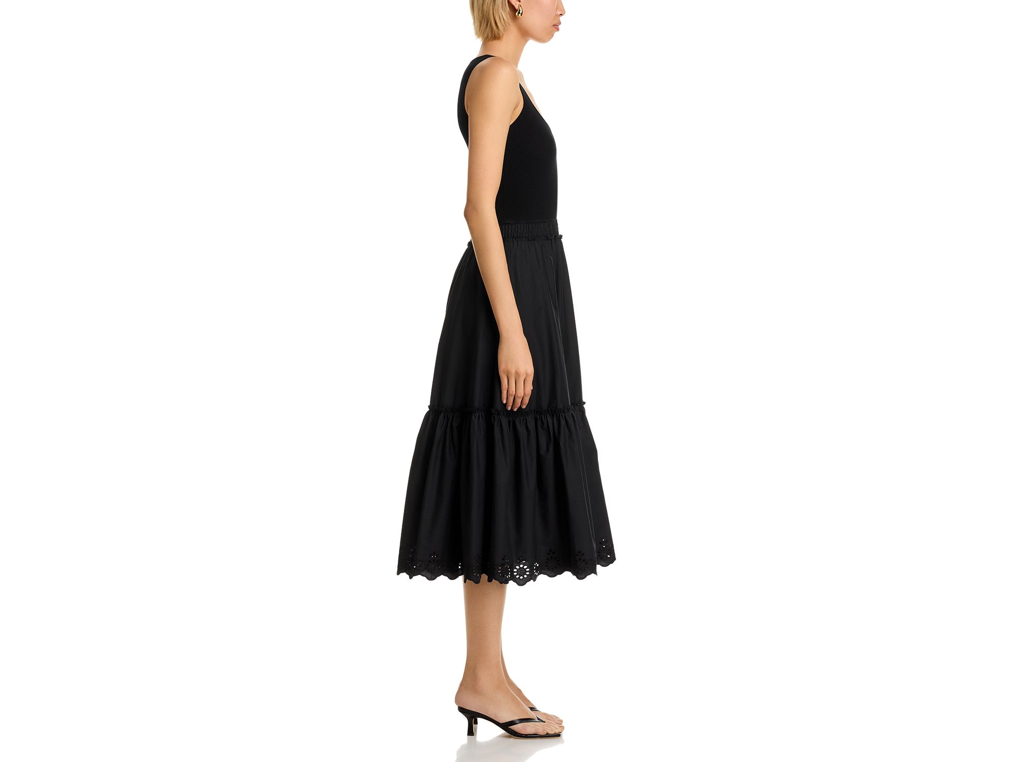 Sleeveless Mixed Media Midi Dress — Image 5