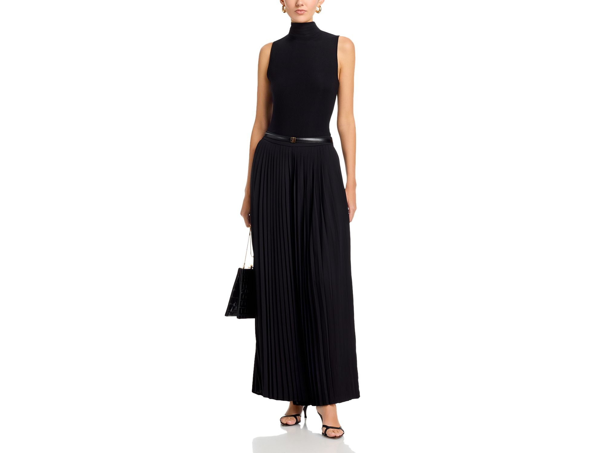 Pleated Palazzo Crepe de Chine Pants — Image 4