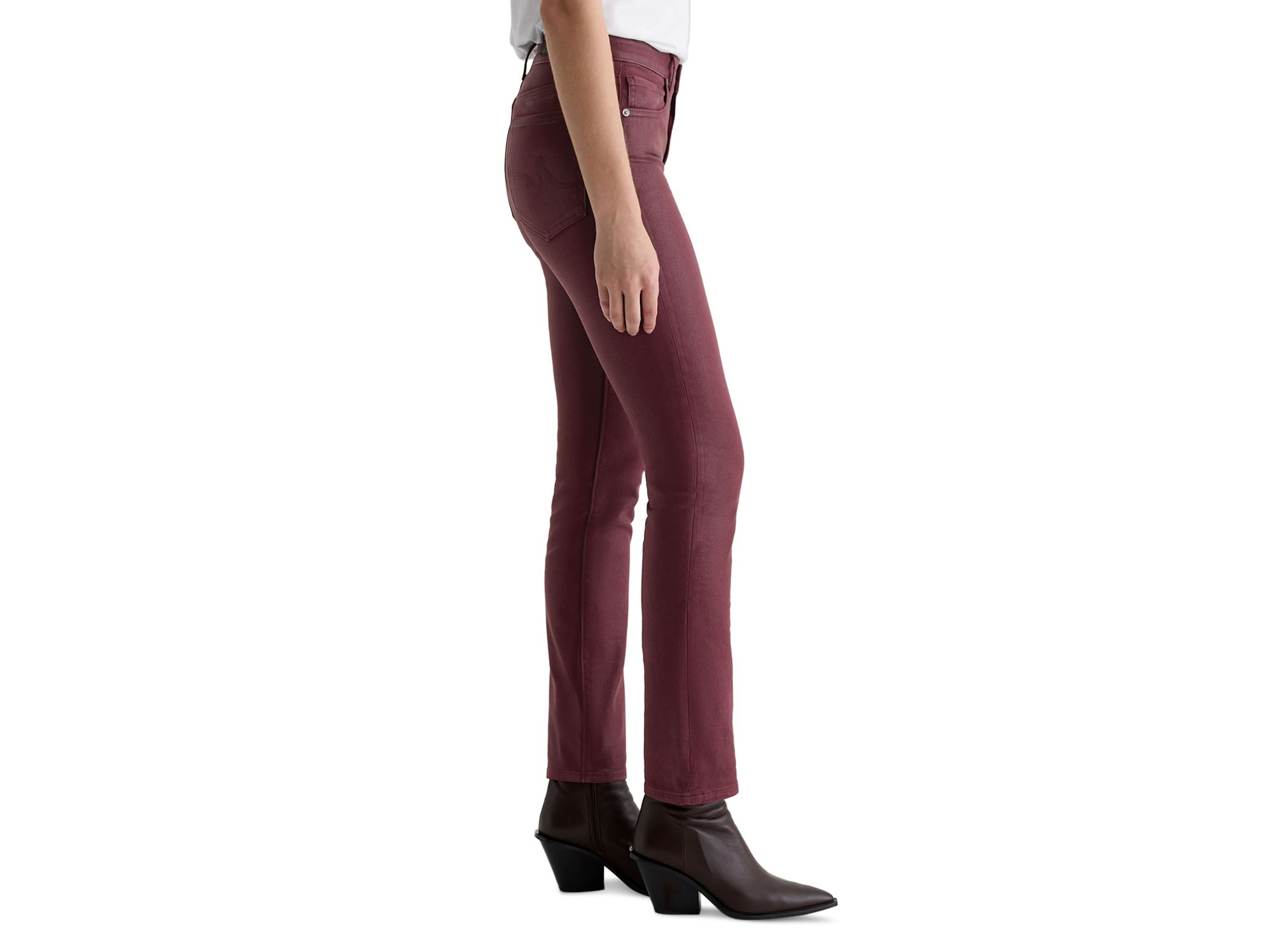 Mari Coated Mid Rise Slim Jeans in Winery — Image 7